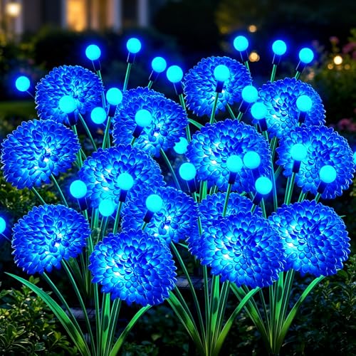 Solar Garden Lights, 8 Pack Blue Solar Swaying Firefly Lights With Flowers, Waterproof Blue Flowers Light Outdoor for Garden Patio Yard Pathway Fall Decoration, Gifts for Women Mother's Day by MRHEPHAESTUS - Used condition - US$59.64