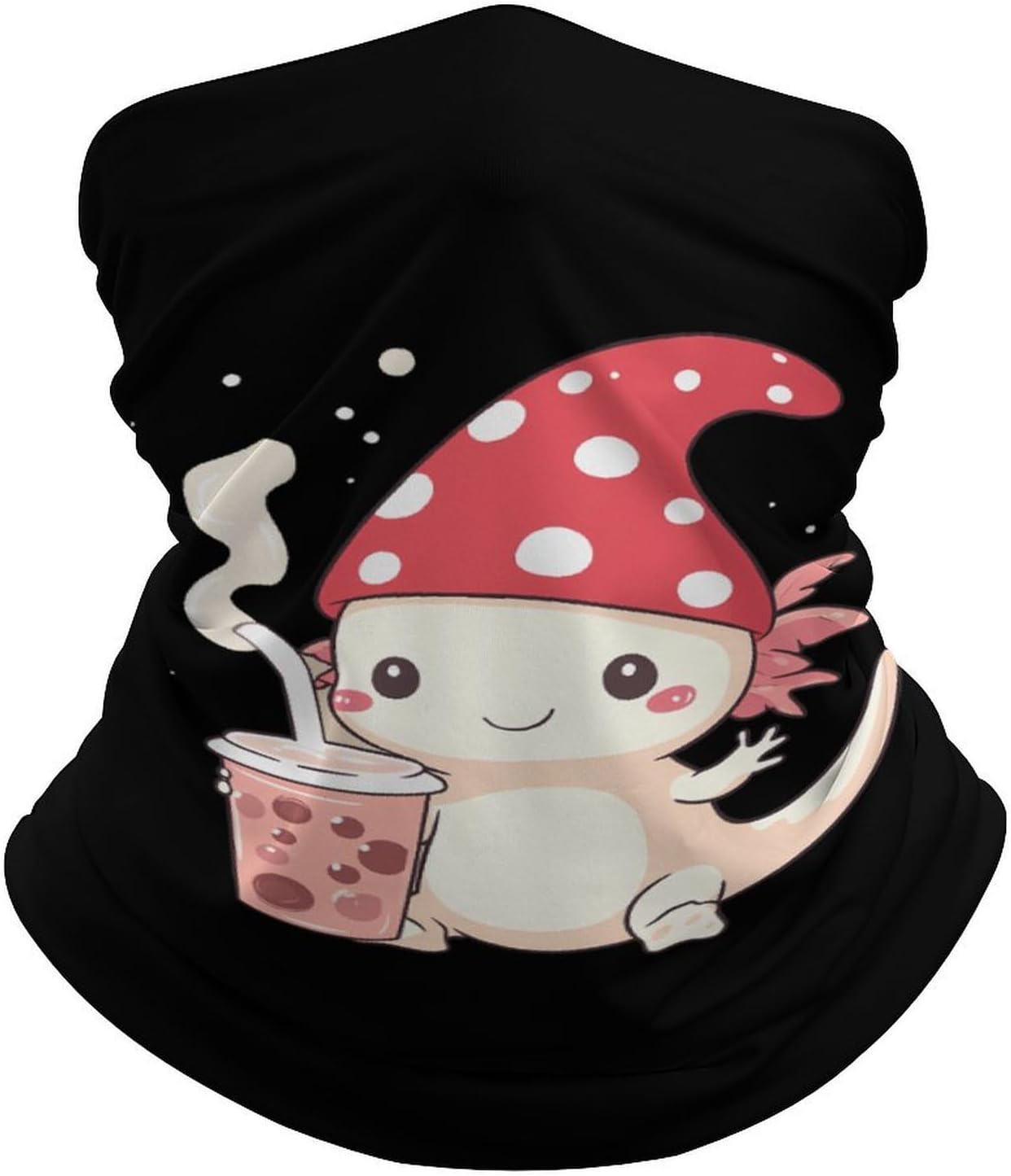 Anime Axolotl Milk Tea Face Cover Neck Gaiters for Men Women Sun Protection Mask Scarf Hiking Bandana