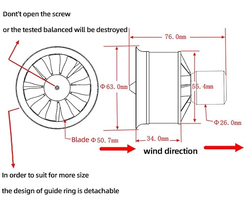 Miniatura 4 de Flycolor EDF 1969in 4900 KV 3S empuje máximo 2716oz 11 aspas con motor RC sin escobillas con ESC 40A 24S Balance probado para avión EDF RC