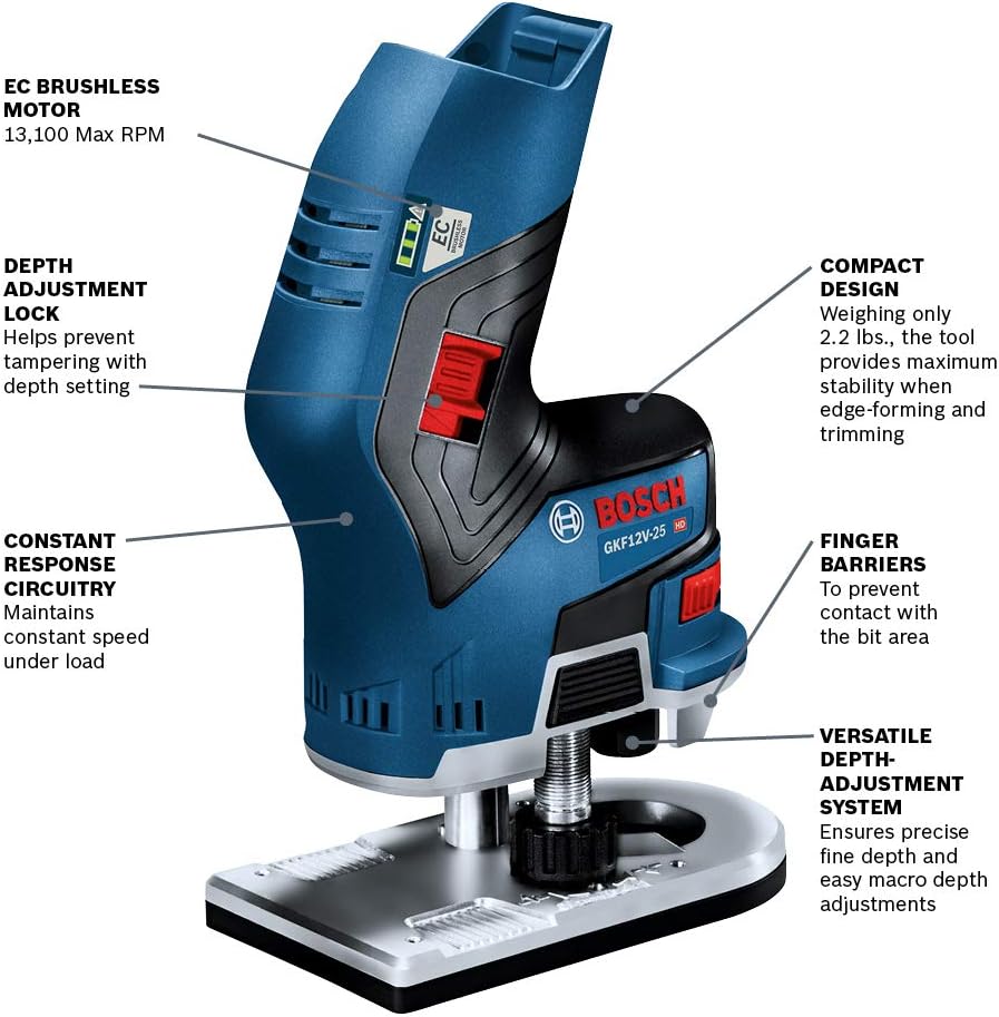 40% оƒƒ Dіѕсоunt Bosch 12V Max EC Brushless Palm Edge Router (Bare Tool) GKF12V-25N