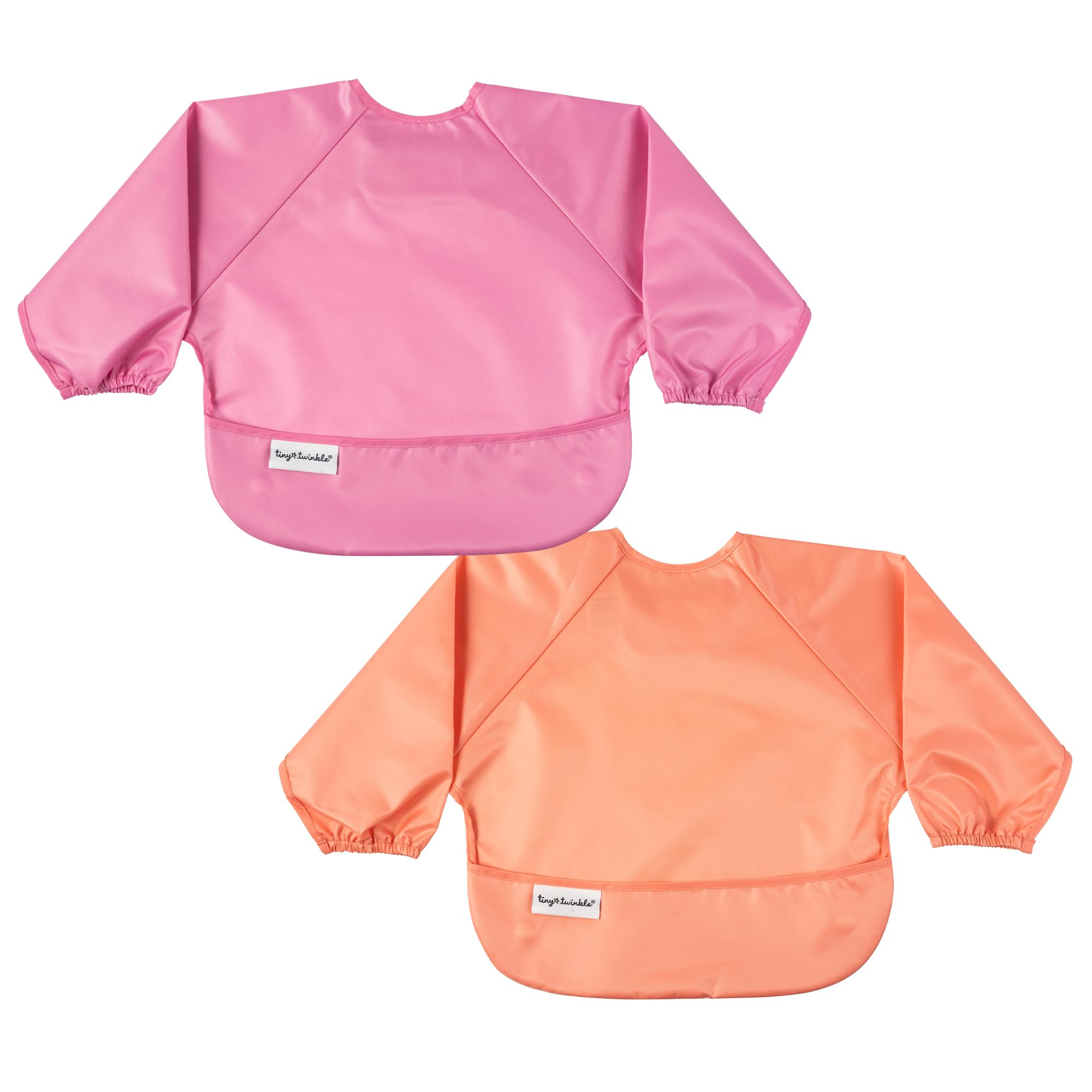 Tiny Twinkle Long Sleeve Bib for Babies & Toddlers | 2-Pack Waterproof Smock Bib for Eating | Machine Washable & Mess-Proof Feeding Essentials | Newborn Shower Gift (Sweet Treat,6–24M)