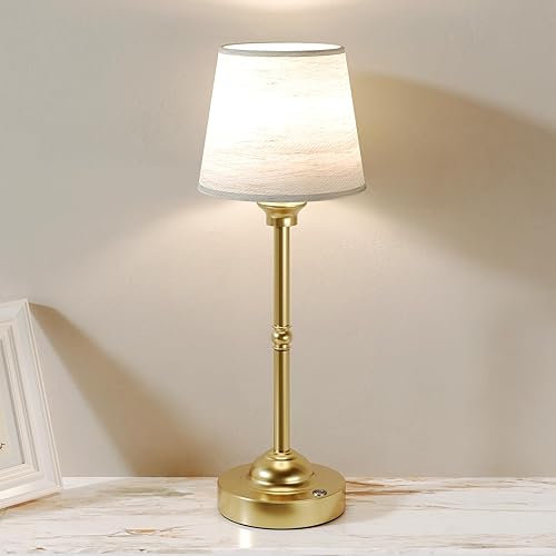 Lámparas de mesa inalámbricas, lámpara de escritorio de tela con atenuación continua, 3 colores, batería recargable de 6000 mAh, lámpara de