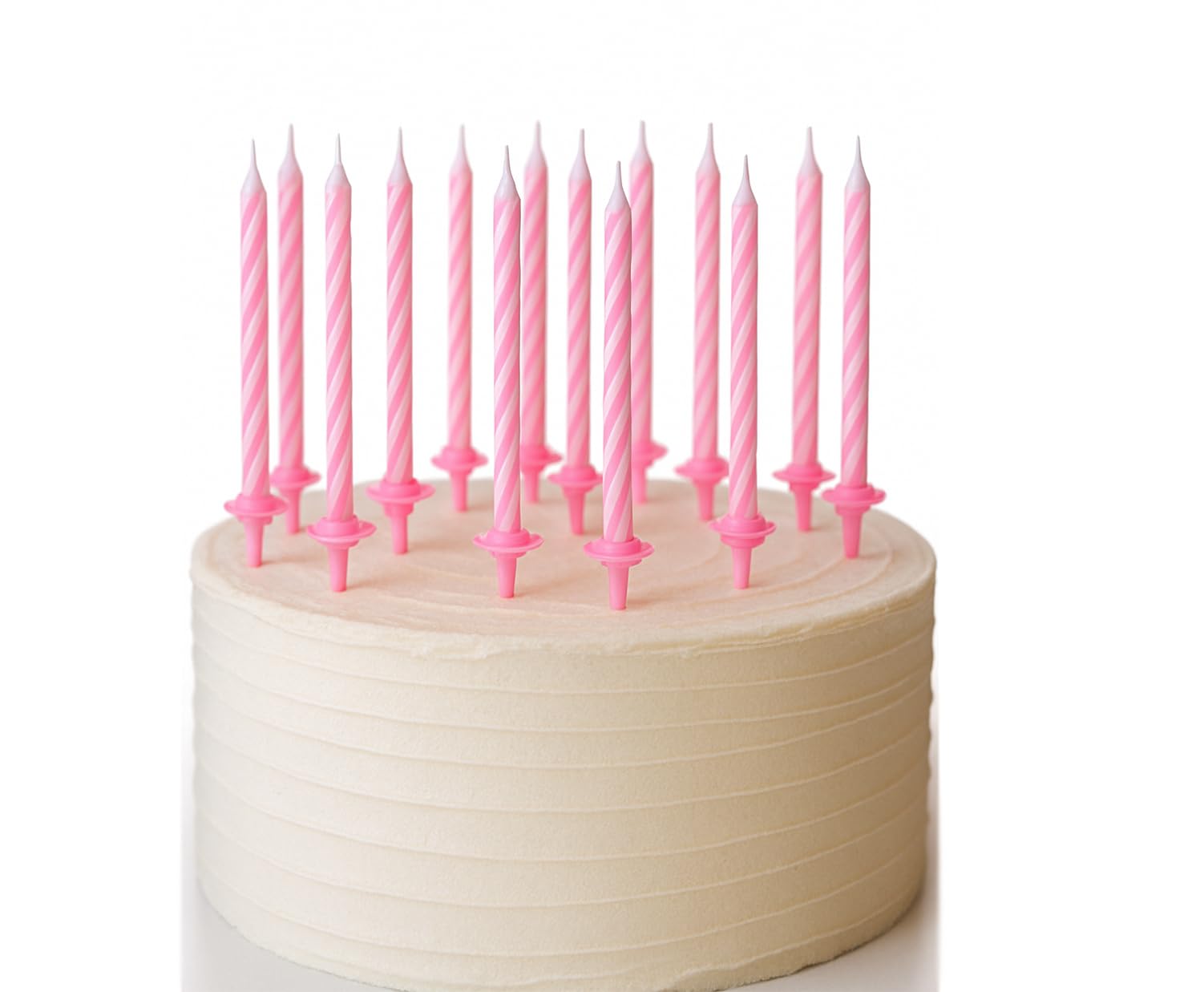 Storm&Lighthouse Pink 24X Party Candles With Candle Holders For Birthday Cakes Spiral Celebration Candles