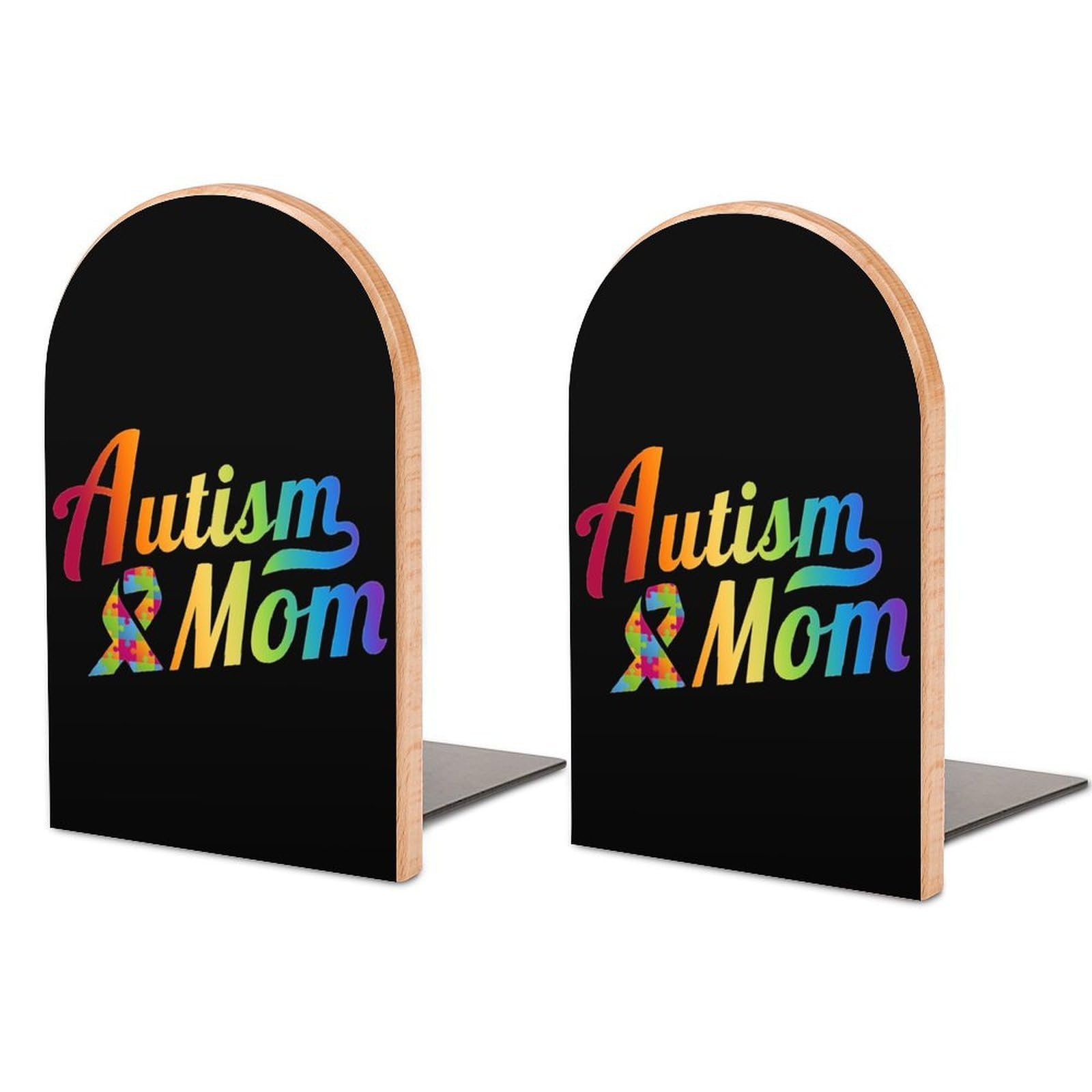 Nclqvjxzkhw Style Autism Ribbon Mom Book Ends For Shelves Bookends Bookshelf Holder Stand Books Stopper Home Office Decor