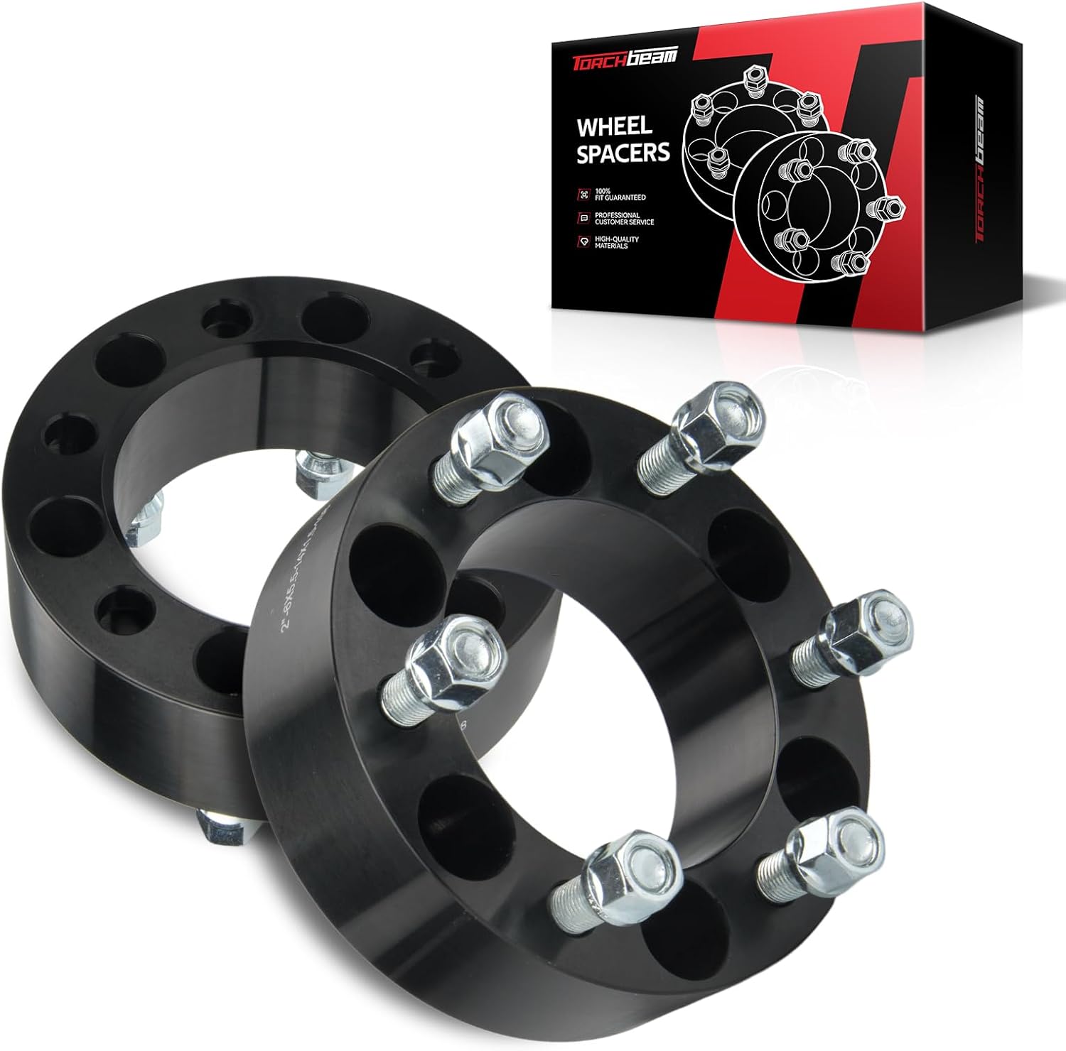 Torchbeam 6x5.5 Wheel Spacers 2" for 1999-2019 Silverado 1500 5.3L 4WD, 1999-2019 Silverado 1500 5.3L RWD, 1999-2018 Sierra 1500 5.3L 4WD, 2020-2022 Silverado 1500, 108mm Hub Bore & with M14x1.5