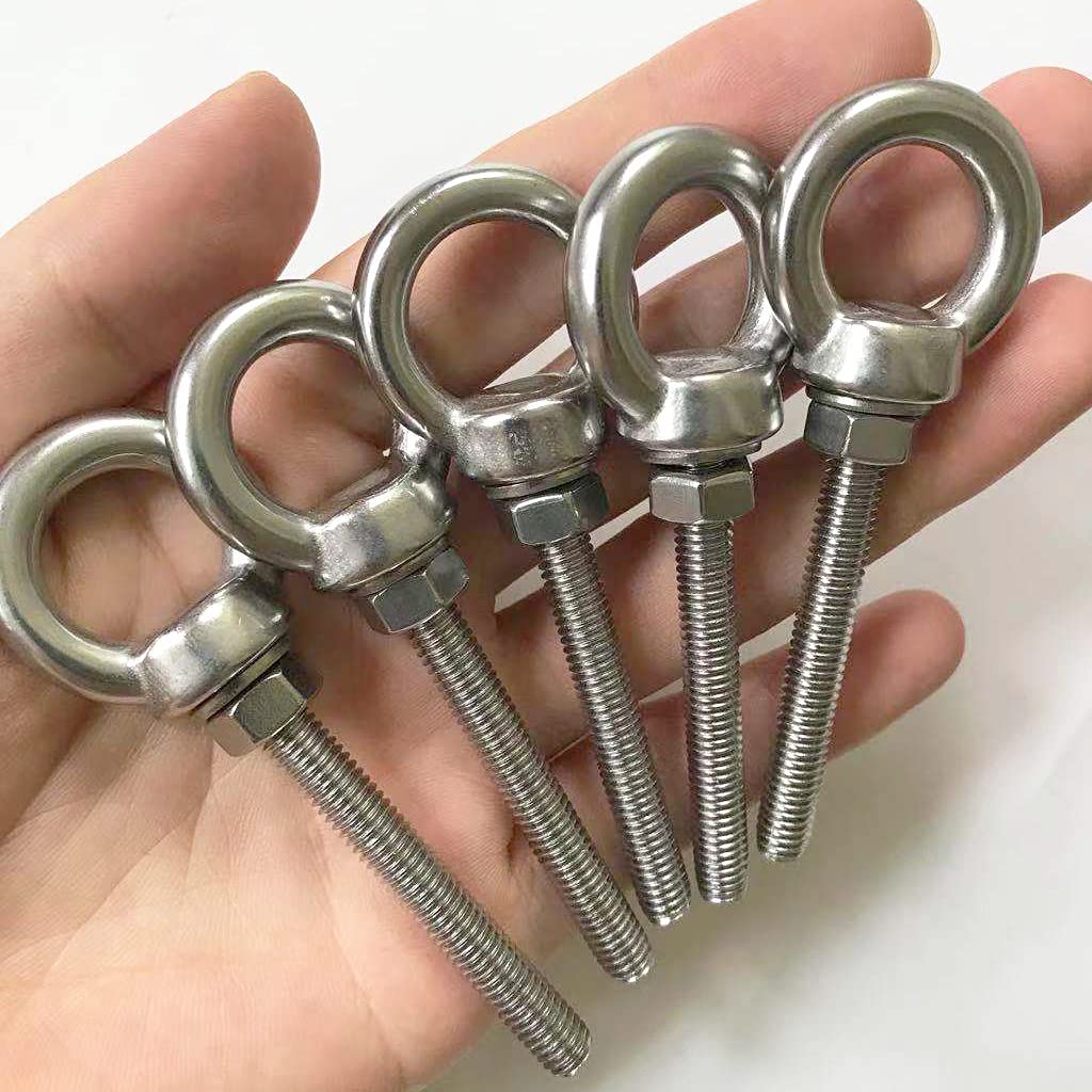 Stainless Steel Eye Bolts, M6 Shoulder Eye Bolt 2" Heavy Duty EyeBolts Screws in Eye Hooks with Washer and Nuts for Lifting Ring Eyebolt Thread Length 50mm