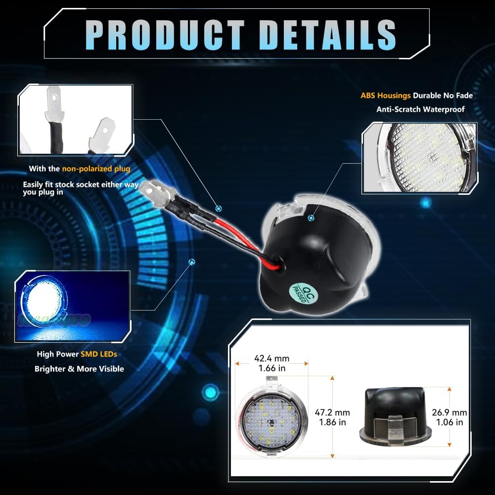 LED Side Mirror Puddle Lights for Fo-rd F150 Explorer Edge Expedition Flex Fusion Taurus X, 6000K Mirror LED Lamps F150 Accessories, 2 PCS (Blue)