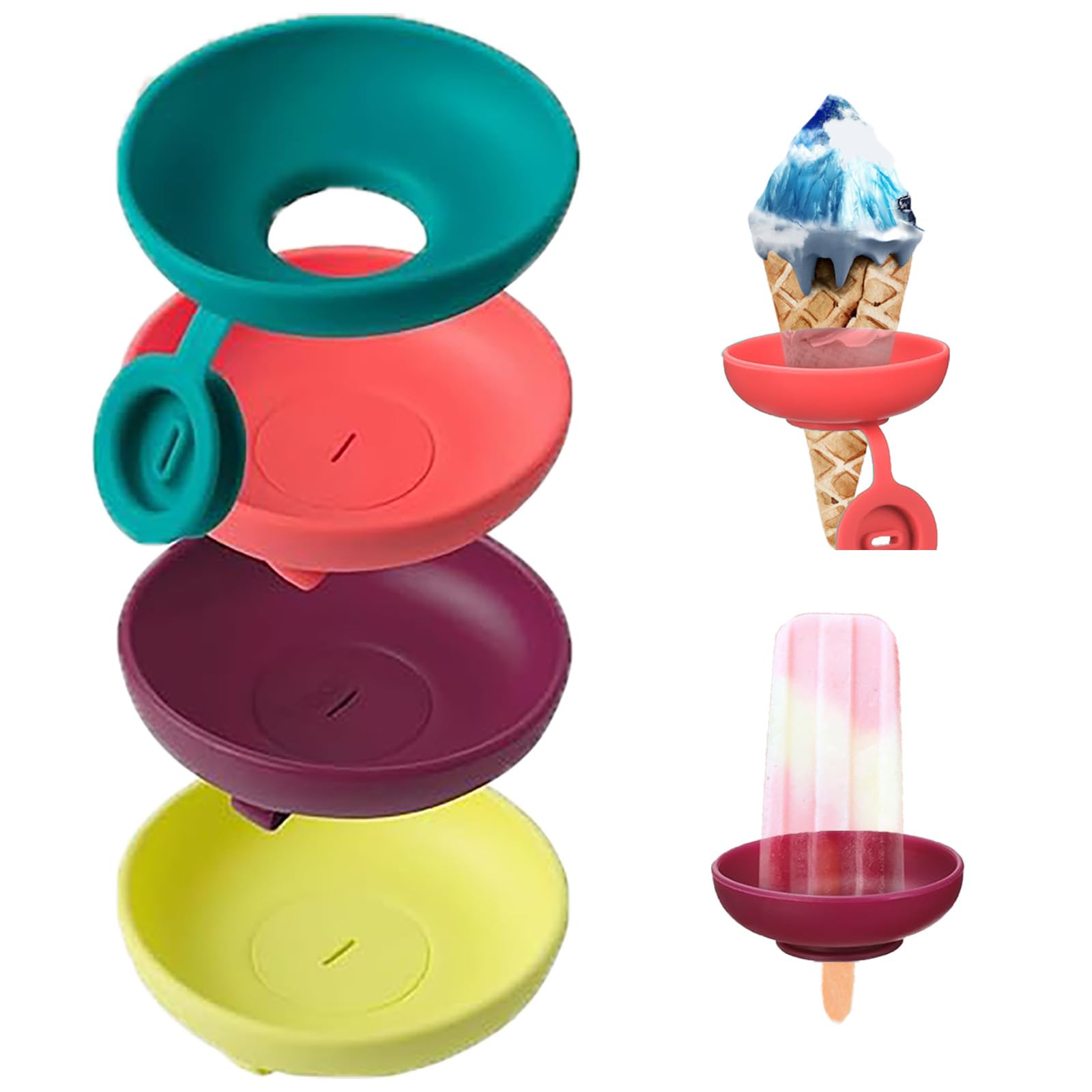 4pcs Popsicle Holders for Kids Silicone Popsicle Holder Reusable Silicone Ice Cream Holder Dripping Leakage Practical Tool for Summer Days Birthday Party (MulticolorA)