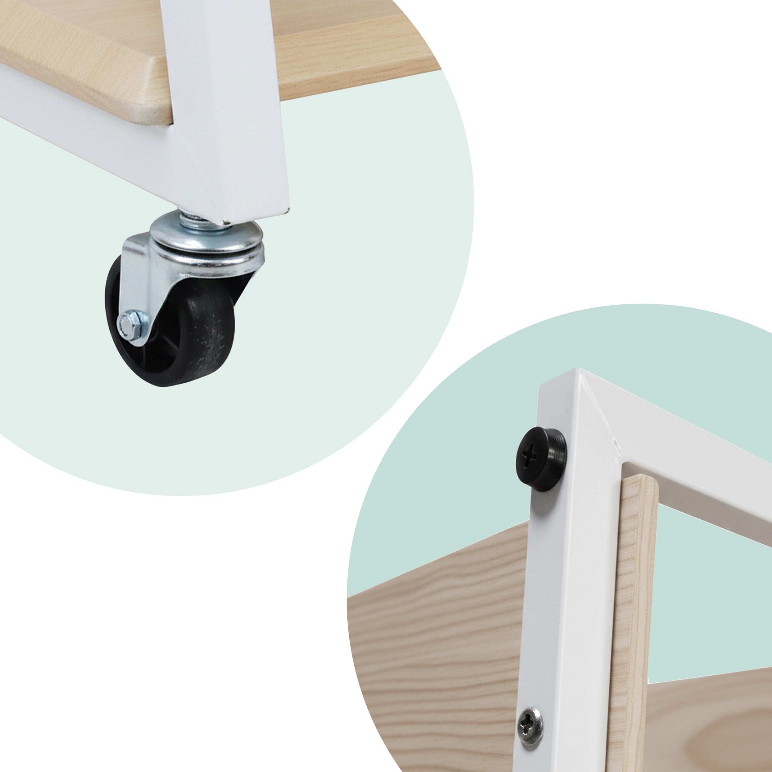 Relaxdays HiFi Rack, 4 Ripiani, per Giradischi/Stereo, Metallo/MDF, 78x61x52 cm, Mobile multimediale, Naturale/Bianco