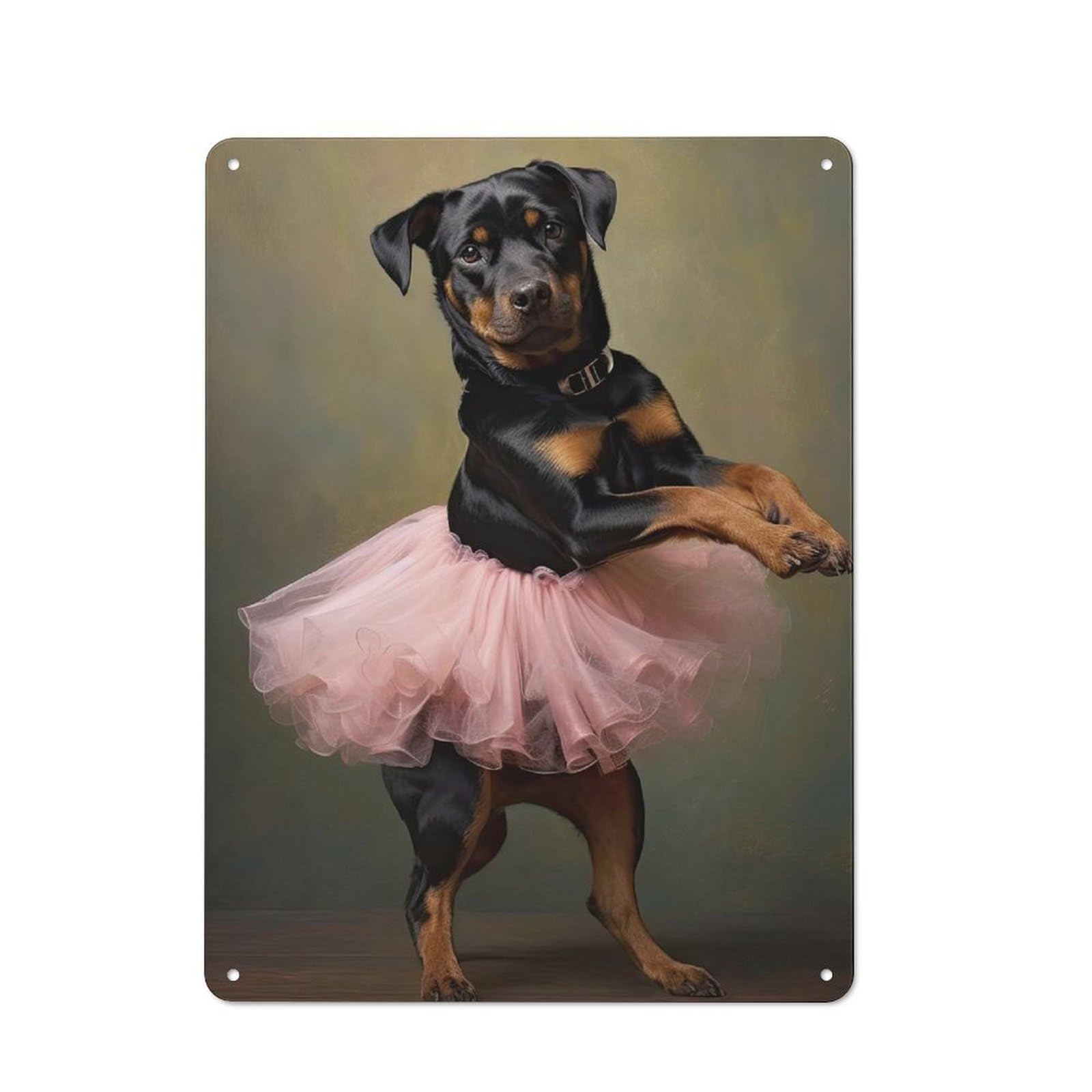 Junmoney Style-7 Rottweiler Ballerina Retro-Style Tin Sign 40X30cm For Man Cave Or Games Room, A Metal Wall Feature For Games Rooms And Man Caves