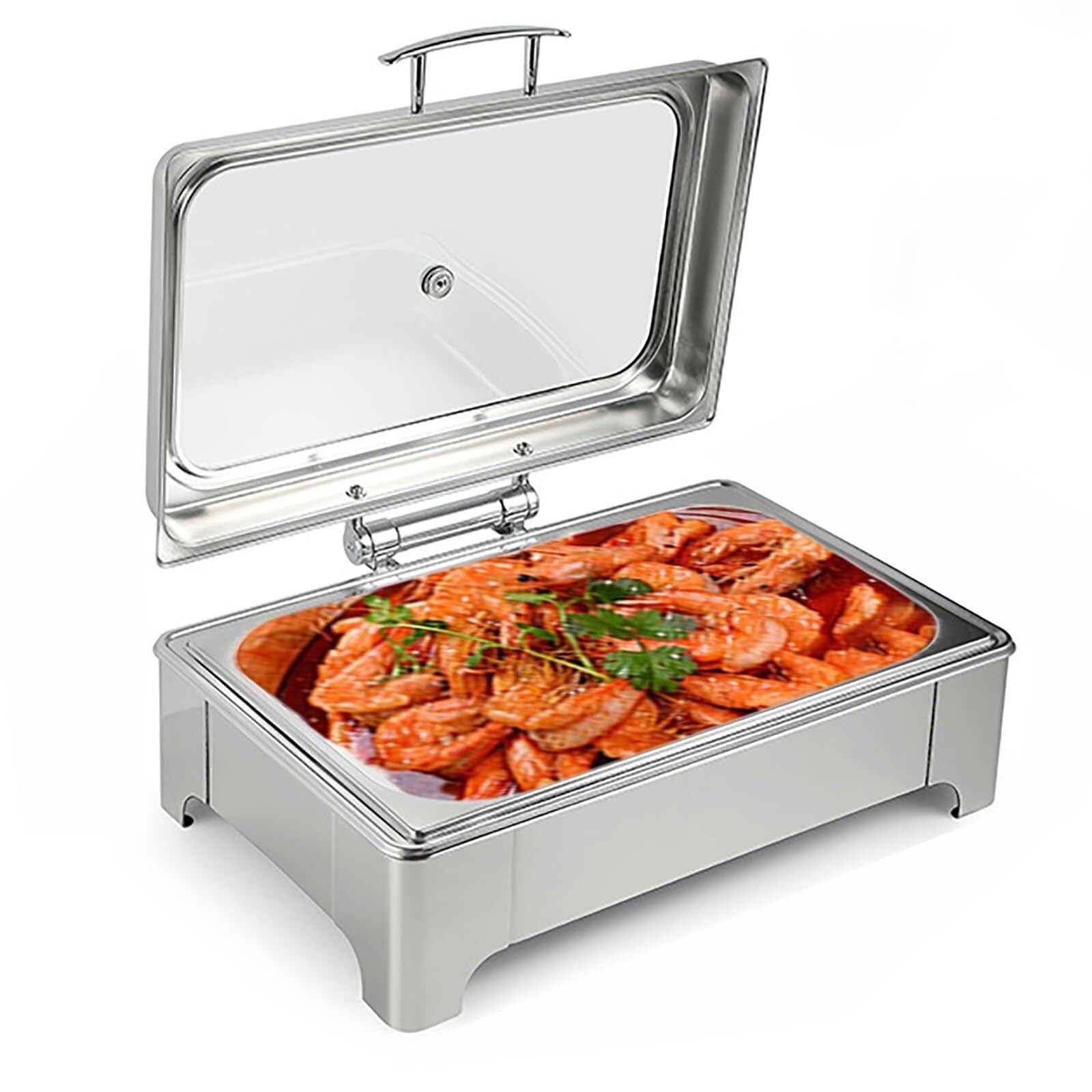 Serveur de buffet électrique avec couvercles, comprend 4 demi-poêles, parfait pour les fêtes et événements, équipement de restauration de table