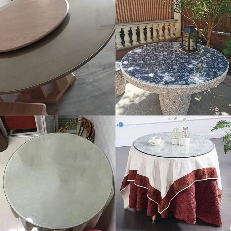 SYYXHC 36inch Dining Table Top Replacement, Transparent Countertop for Outdoor Patio Tables, Tempered Glass Tabletop for End Tables(50cm/19.6in)