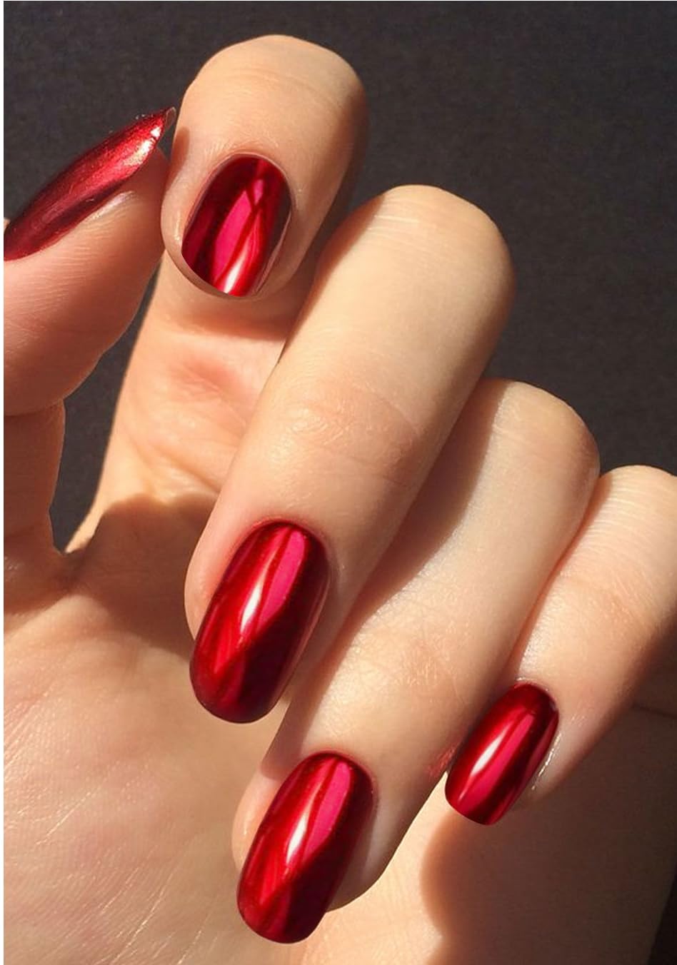 JMEOWIO Gel Nail Stickers Dark Red Semi Cured Gel Nail Strips Wraps UV/LED Nails Art Design Decoration Accessories