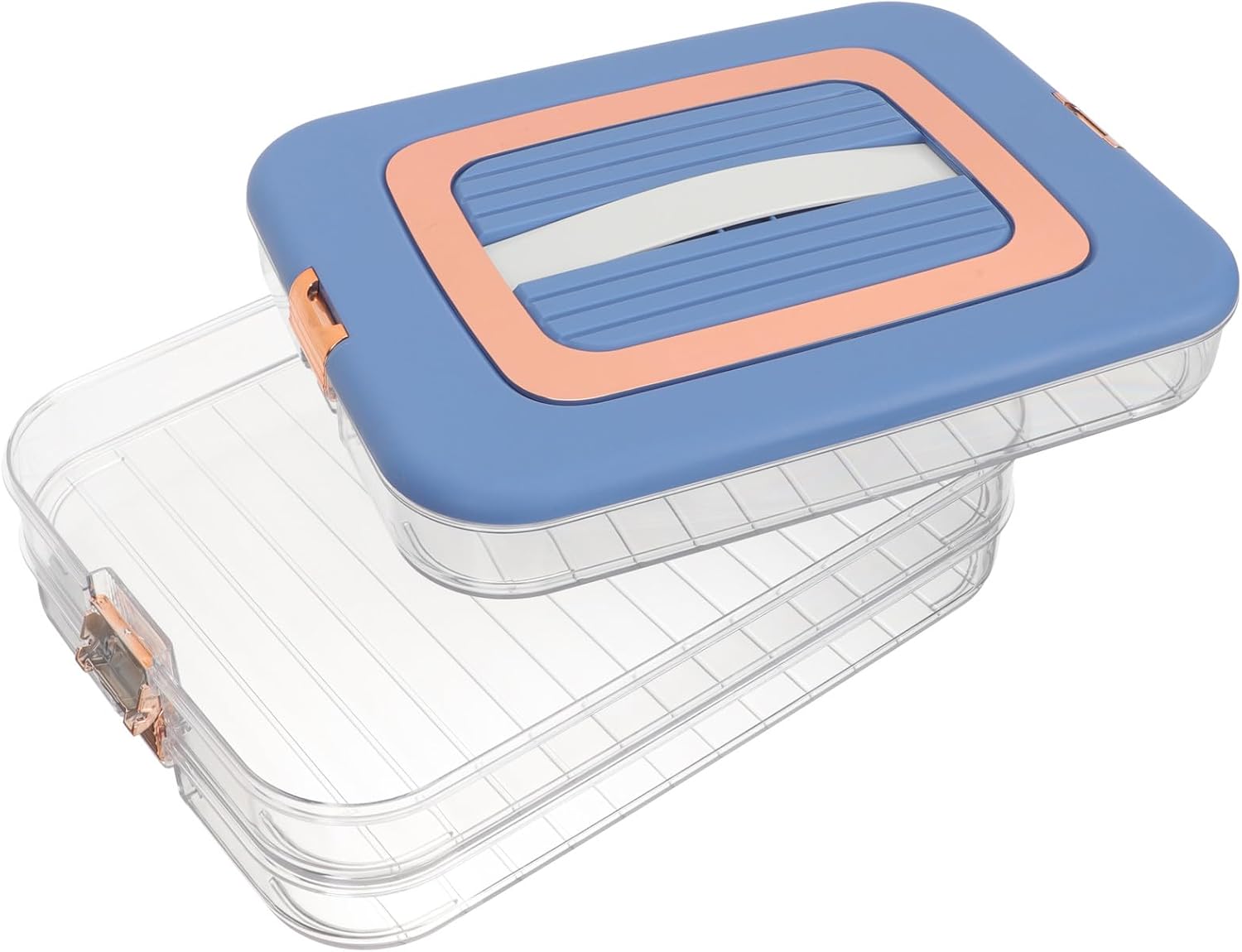 Homoyoyo Large Capacity Dumpling Storage Box 3-tier Food Container for Refrigerator Freezer Sealed Preservation Blue Multi-layer Fridge Organizer for Home Kitchen