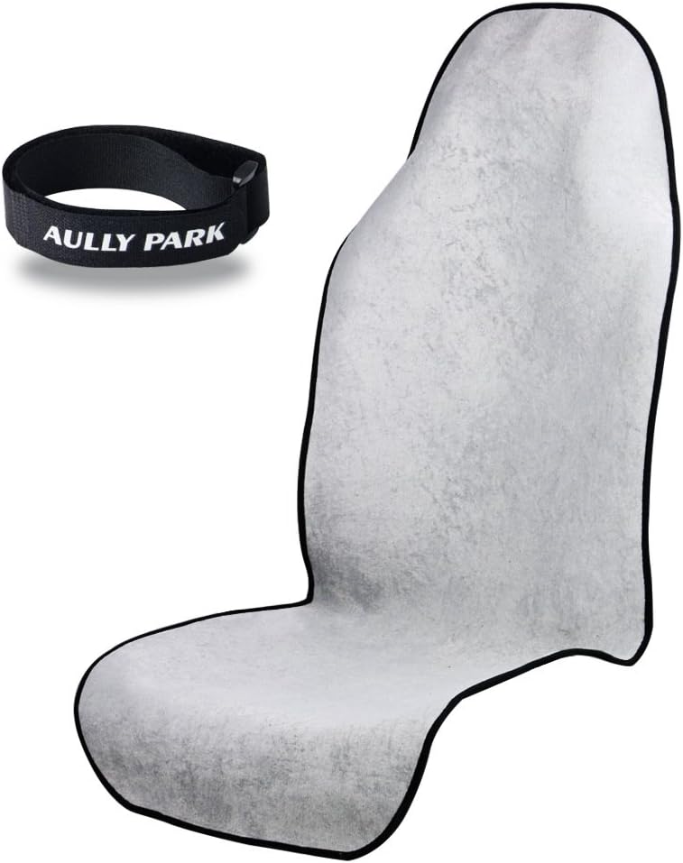 AULLY PARK Universal Waterproof Car Seat Cover Protector - Save Your Automobile Seat from Sweat, Stains, Spills, Smells - Great for After Workouts, Gym, Sports, Yoga, Running, Beach, Dog Park (Gray)