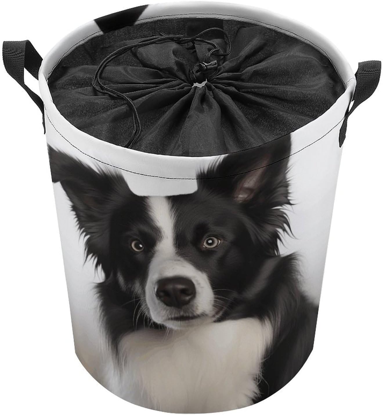 Border Collie Laundry Basket Collapsible Clothes Hamper with Reinforced Handles Large Capacity Waterproof Laundry Bag Freestanding Laundry Hamper for Bedroom Bathroom