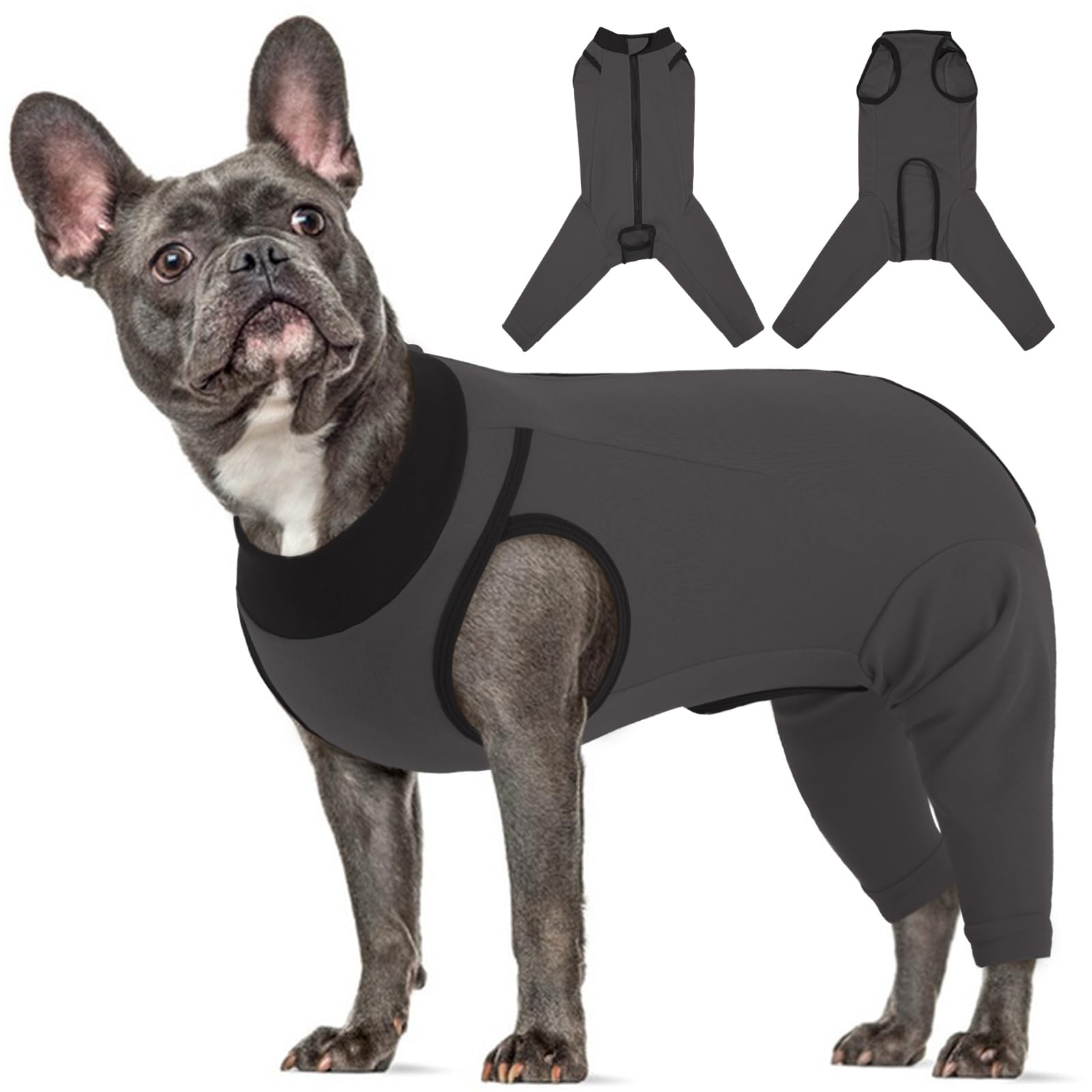 Lelepet Dog Recovery Suit Rear Legs, Elastic Dog Surgery Recovery Onesie to Prevent Licking, Cone Collar Alternative for Dogs, Pet Knee Post-Op Suit Hind Leg Support Medical Shirt, Grey M โ image 1