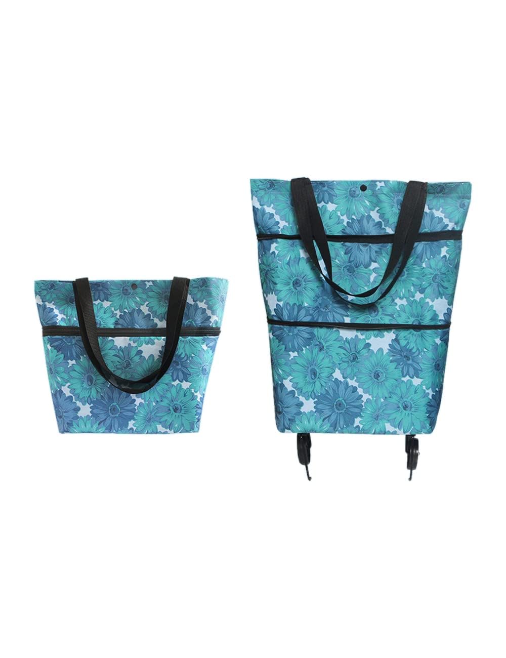 Portable Folding Shopping Cart with Wheels, Reusable Trolley Bags, Practical Utility Cart, Suitable for Groceries, Shopping, Kitchen, and Travel (Orchid)