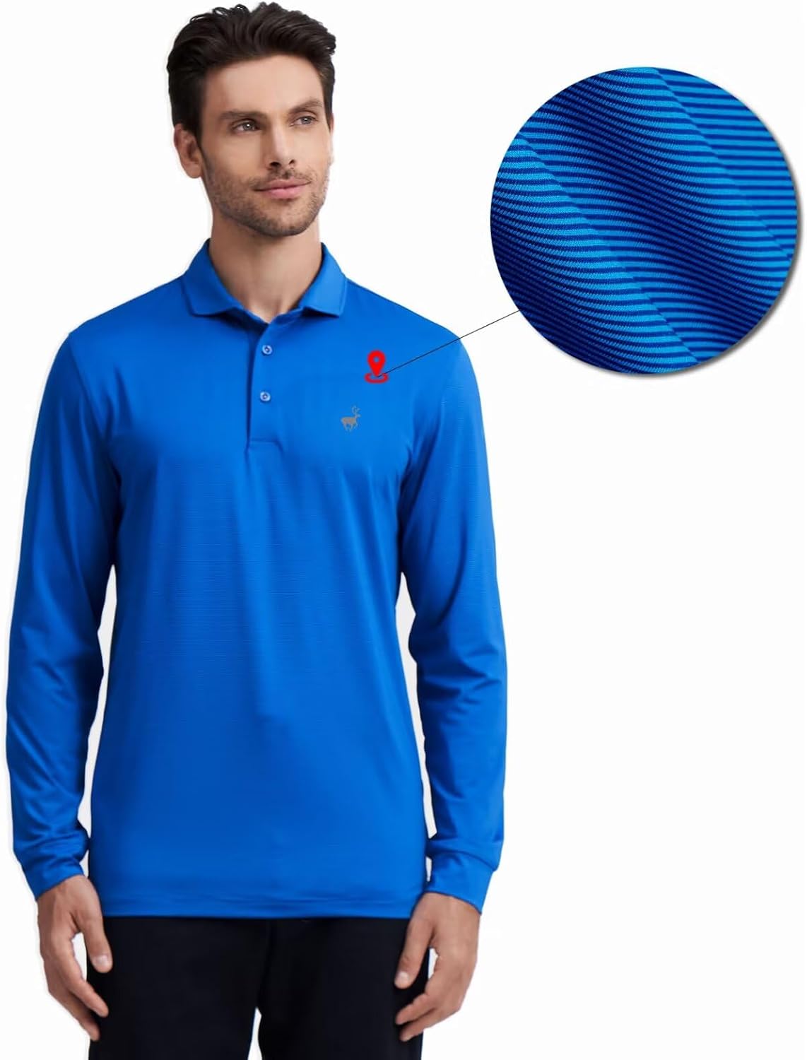 MICHEL ROUEN Golf Shirts for Men Short Sleeve Lightweight Quick Dry Pin Striped Casual Collared Polo Shirts
