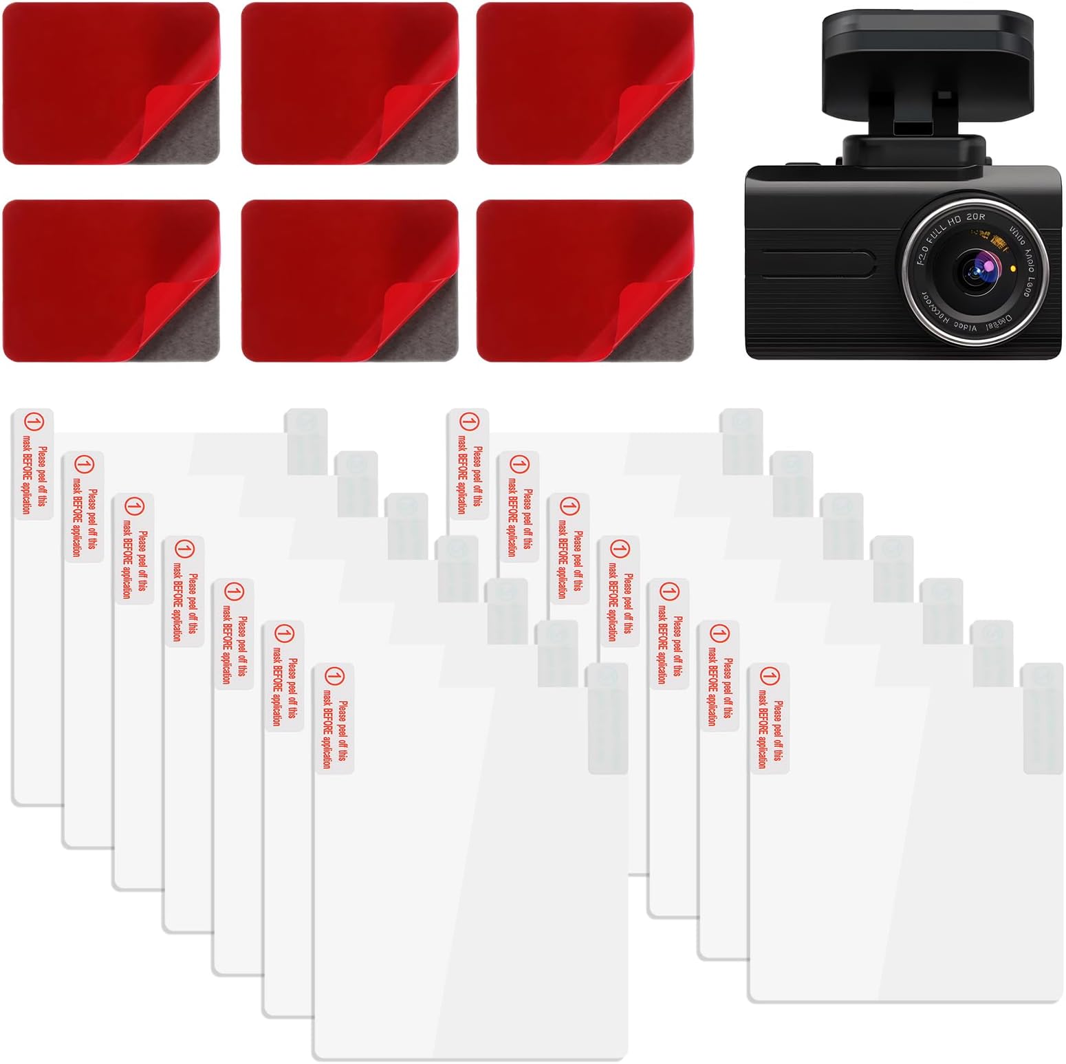 Electrostatic Sticker Mounting Dash Cam 20 PCS Double-Sided Adhesive Pad Electrostatic Stickers for Windshield Dashcam Car Clear Static Cling Films for Suction Cup Mounting No Residue Stickers