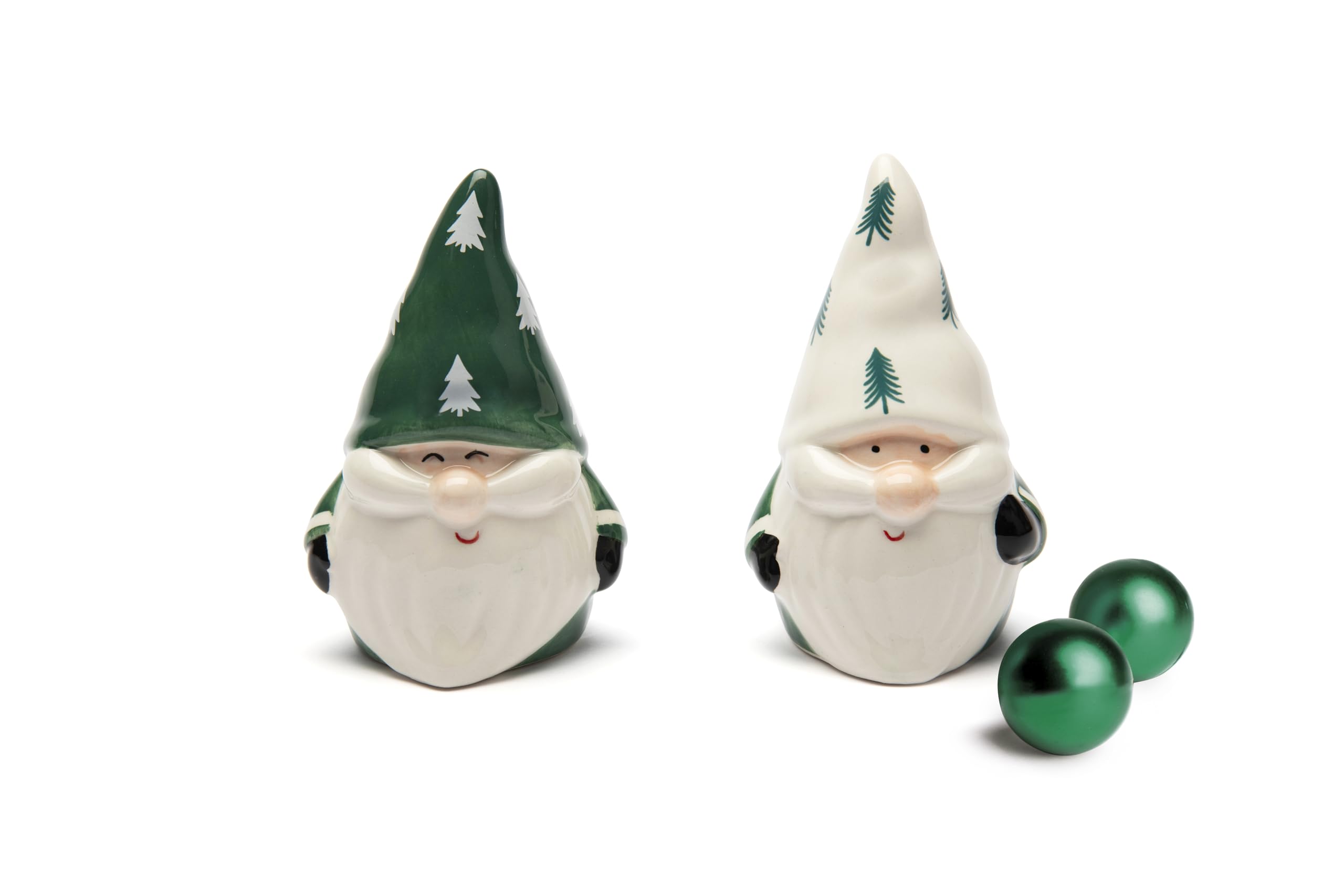 Excelsa Green Winter Set Sale e Pepe in Ceramica, Gnomi Natalizi Decorativi, 2 Pezzi