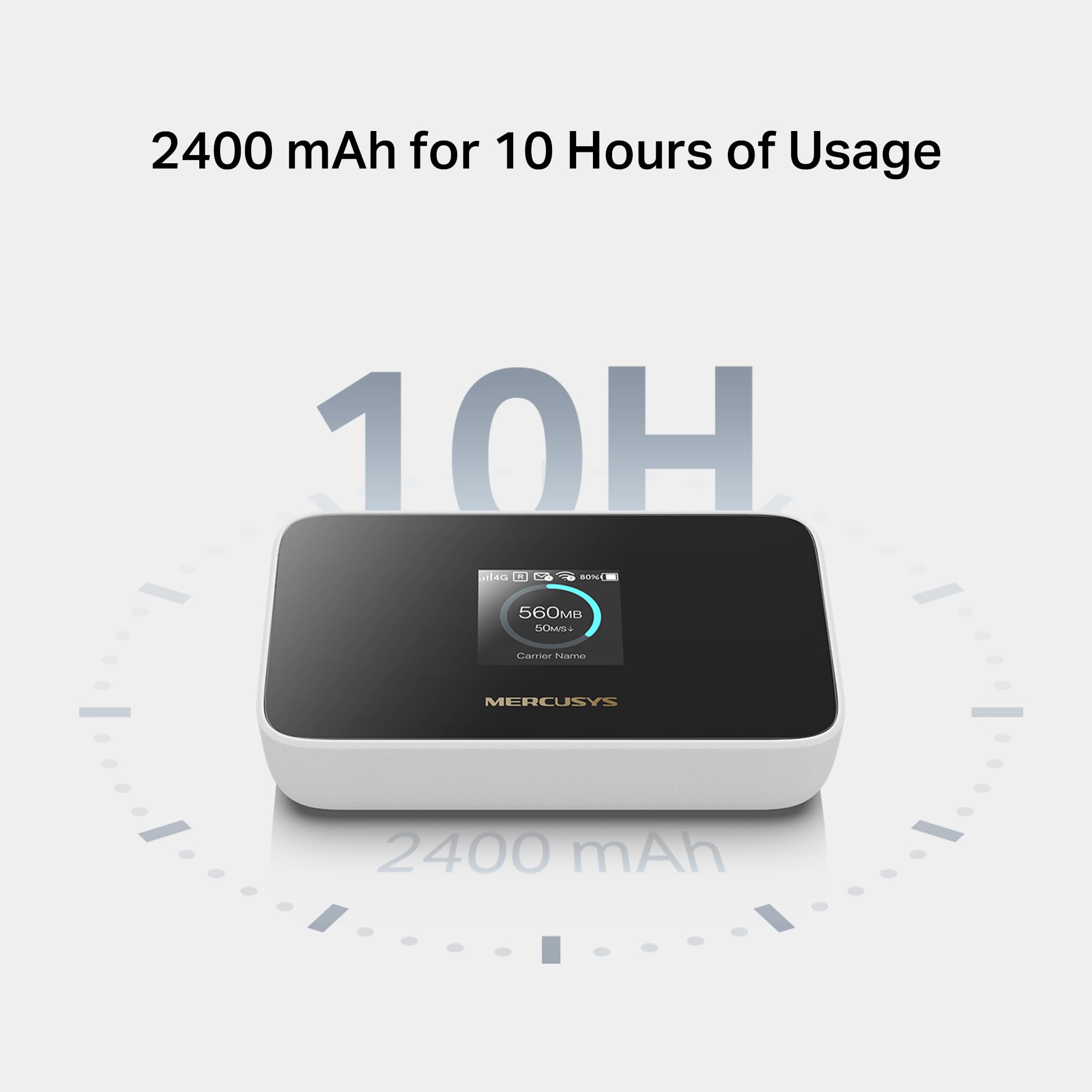 Mercusys MT115 Router WiFi portátil para Viajes con Tarjeta SIM sin Contrato, 4G LTE 150 Mbps, Wi-Fi 6 AX300, hasta 10 Dispositivos, batería de 2400 mAh, hasta 10 Horas de autonomía