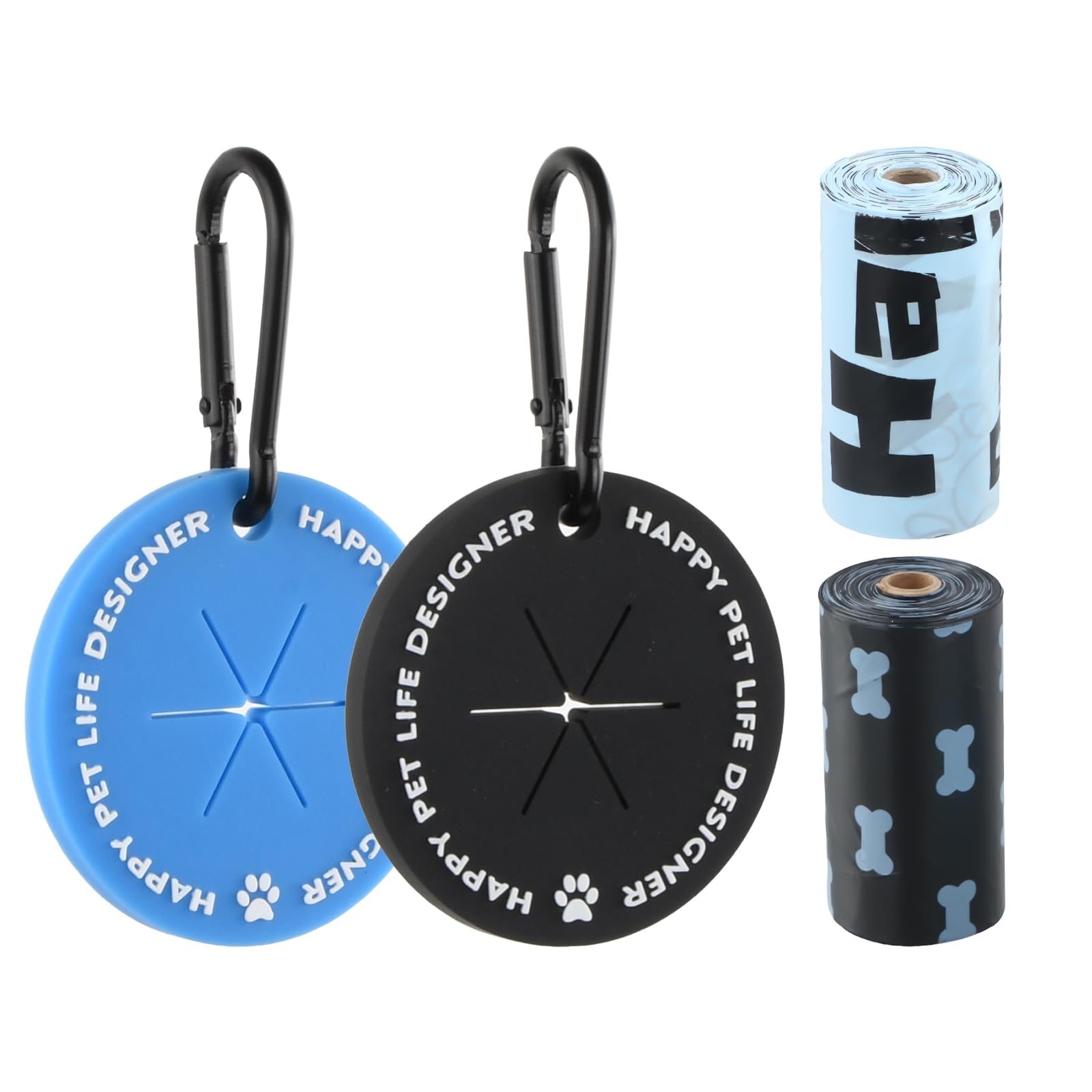 4 Piezas Soporte para Bolsas de Excrementos, Dispensadores De Bolsas Para Excrementos De Perro sin manos, soporte para bolsa de basura con Clip de gancho para pasear con perros