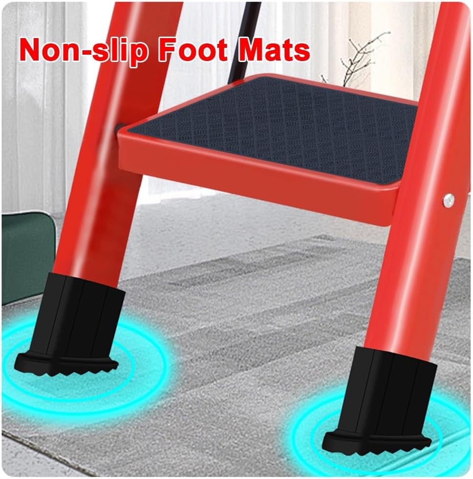 YCKEGEW Ladder Household Closet Step Stool Ladder with Anti-Slip Wide Pedals 4-Step Ladder,Tall Stepladder Lightweight,Perfect for Kitchen & Outdoor(White)