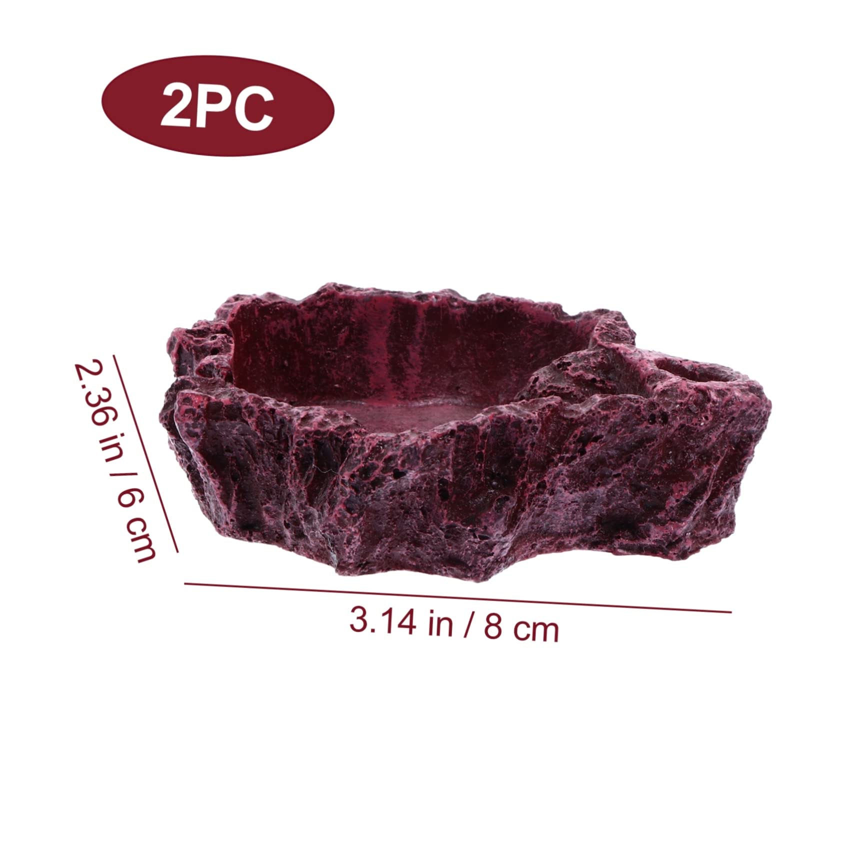 BCOATH 2Pcs Decorative Reptile Feeding Dish Natural Design Water Food Bowl for Turtles Lizards and Geckos for Daily Use and Healthy Habitat