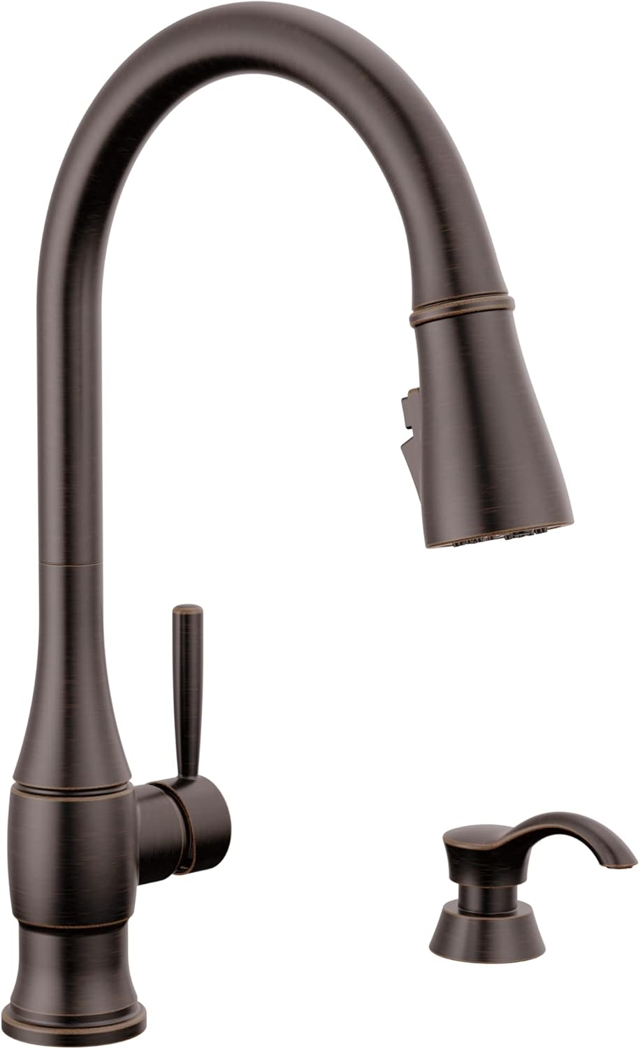 Delta Faucet Hazelwood Oil Rubbed Bronze Kitchen Faucet with Soap Dispenser, Kitchen Faucets with Pull Down Sprayer, Kitchen Sink Faucet with Magnetic Docking Head, Venetian Bronze 19831Z-RBSD-DST Hazelwood Venetian Bronze