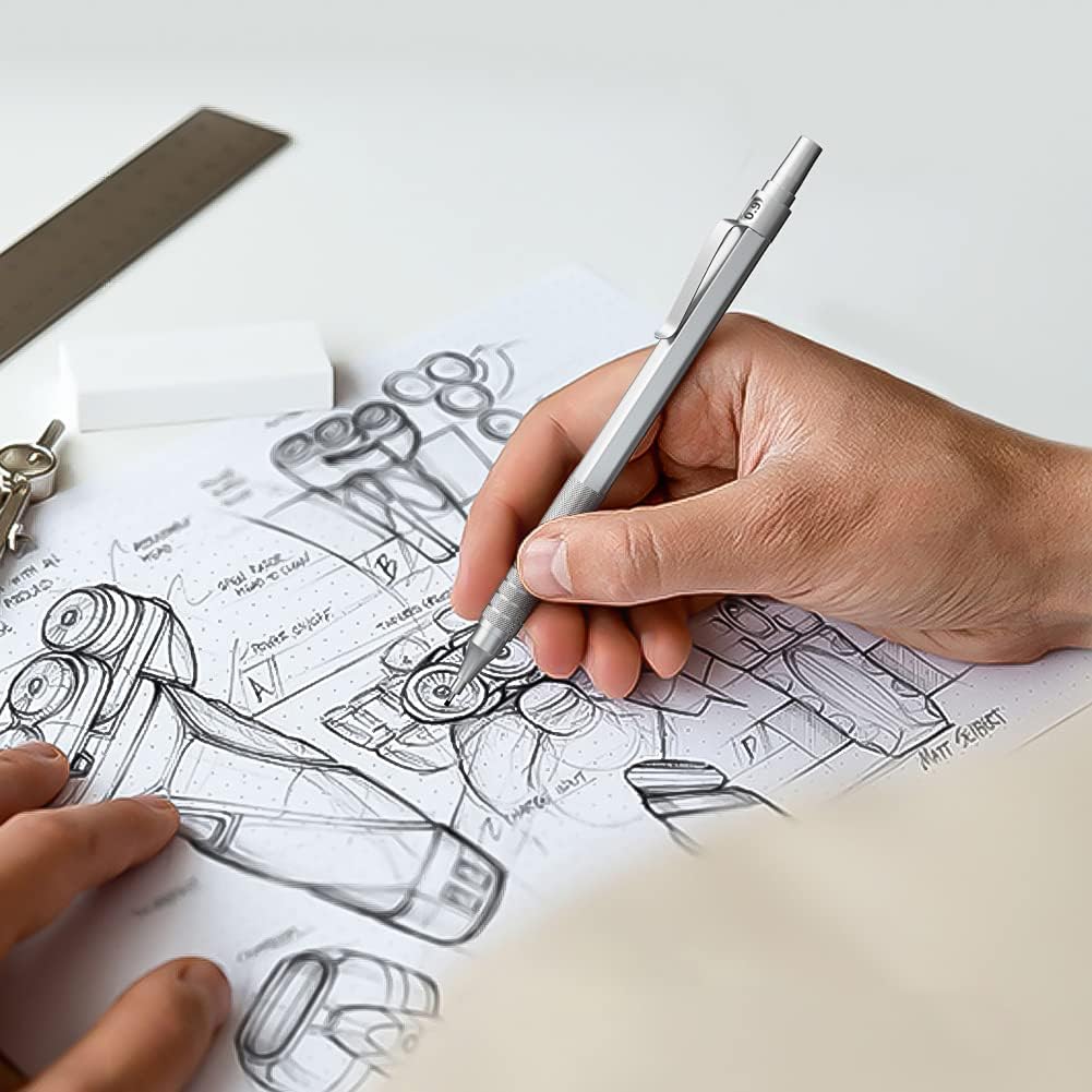 Nicpro Metal 0.9 Mechanical Pencil Set with Case, with 3PCS 0.9 Drafting Pencil, 6PCS HB Lead Refill & 3PCS Erasers, Erasers Refills for Adults, Children, Artist Writing, Drawing, Sketching : Office Products