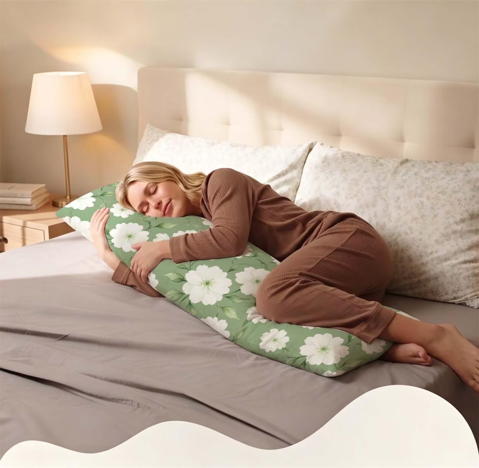 Fodera Cuscino 50 x 150 cm, Bianco-4 Velluto Copricuscini Letto, | con Invisibile Cerniera, Morbida e Traspirante, per biancheria da letto, divano, hotel, chi dorme sul fianco Fiore-2 j-9