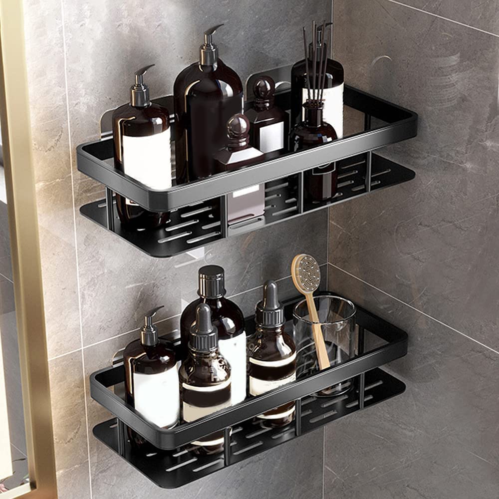 Noheiwur Shower Caddy 2 Pack Drill-Free Quick-Dry Shower Shelf for inside Shower Large Capacity Rustproof Wall-Mounted Shower Organizer
