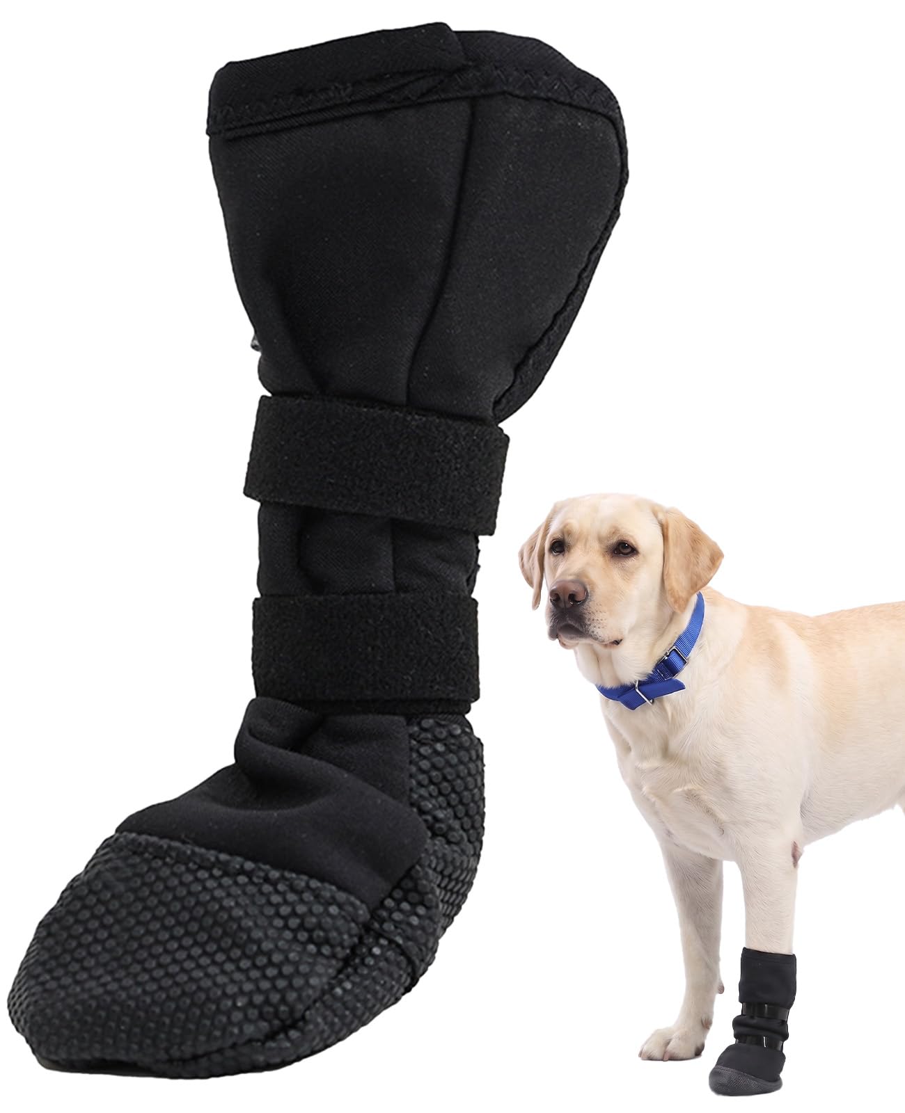 Thhiit 1 Pcs Dog Boots Paw Protector, Waterproof Breathable Adjustable Non Slip Dog Paw Protectors for Dogs Indoor Outdoor Walking (XL)