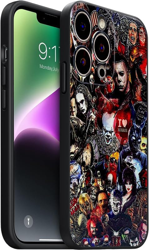 AraoUe Funda de teléfono de Halloween para iPhone 14 Pro Max para niños, niñas, hombres, mujeres y adolescentes, impresión de collage de caras