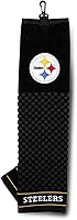 TeamGolf NFL Embroidered Golf Towel - 16x22 Tri-Fold Cotton Blend w/ Checkered Scrubber & Swivel Clip, Officially Licensed