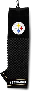 TeamGolf NFL Embroidered Golf Towel - 16x22 Tri-Fold Cotton Blend w/ Checkered Scrubber & Swivel Clip, Officially Licensed