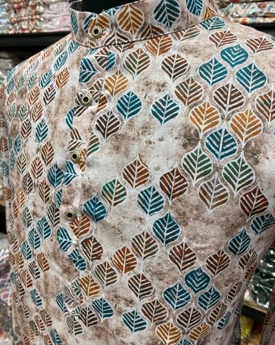 Image of FOXDX Men's Traditional Cotton Floral Printed Only Kurta