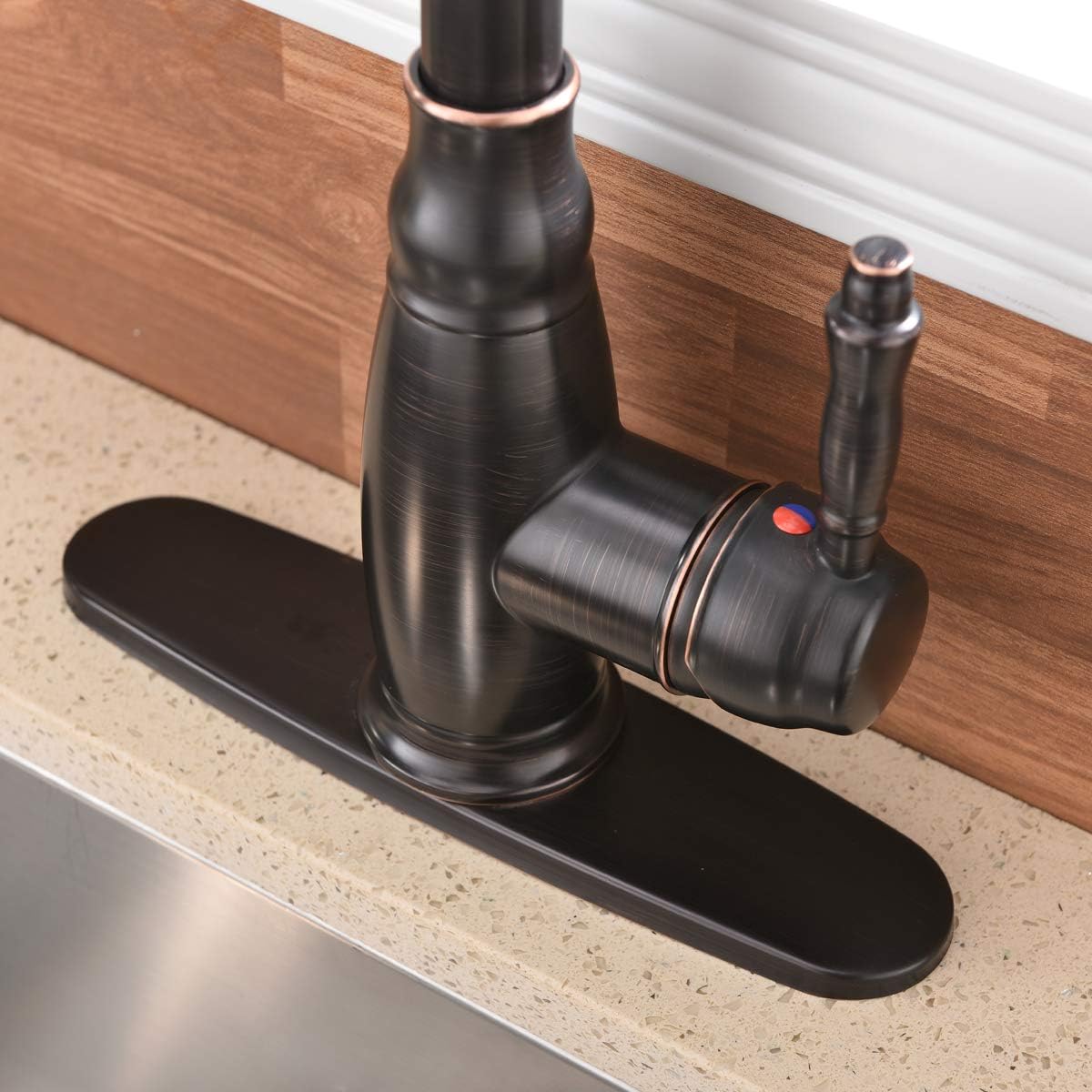 Free Shipping 🛒 SHACO Antique Single Handle Pull Down Sprayer Oil Rubbed Bronze Kitchen Faucet, Farmhouse Kitchen Faucet Bronze with Deck Plate Best Review SHACO Antique Single Handle Pull Down Sprayer Oil Rubbed Bronze Kitchen Faucet, Farmhouse Kitchen Faucet Bronze with Deck Plate