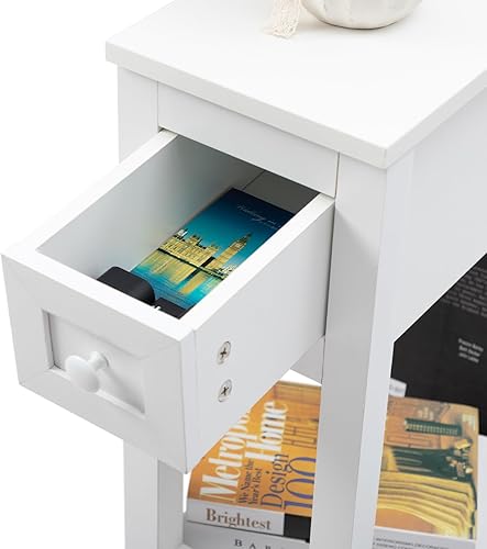 Miniatura 7 de Mesa auxiliar estrecha para espacios pequeños, color blanco, juego de 1, 24 pulgadas de largo x 8.5 pulgadas de ancho x 24 pulgadas de alto