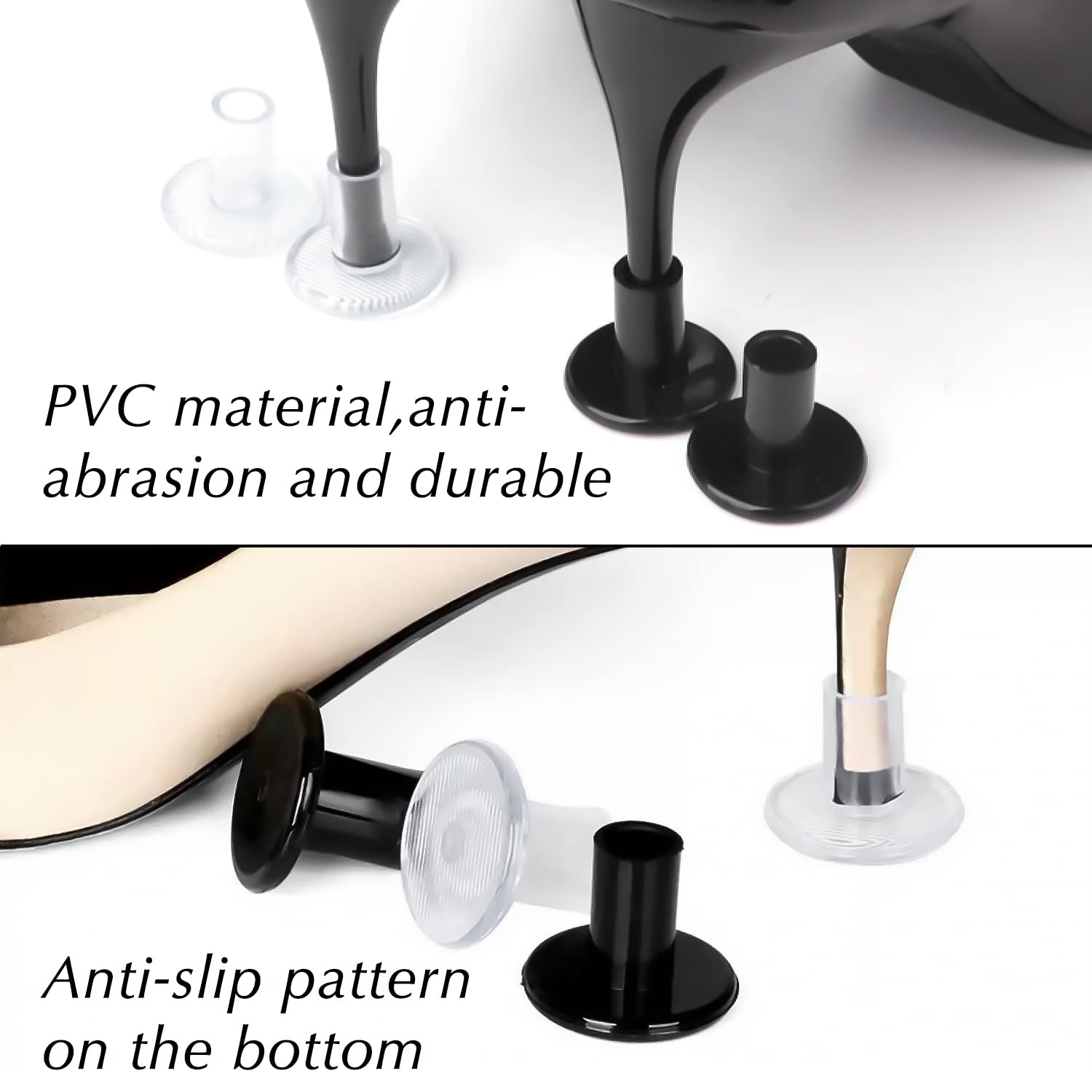 Protectores de tacón alto, tapones de talón y tapas de reparación de talón, 8 pares de 4 tamaños, fundas de punta de tacón alto para mujer, perfectas para bodas, carreras, ocasiones formales (XS, S, M