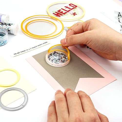 Miniatura 8 de Juego de 9 marcos circulares con paneles de coctelera circular, vienen en 3 tamaños, tira autoadhesiva en la parte delantera y trasera, cúpulas de