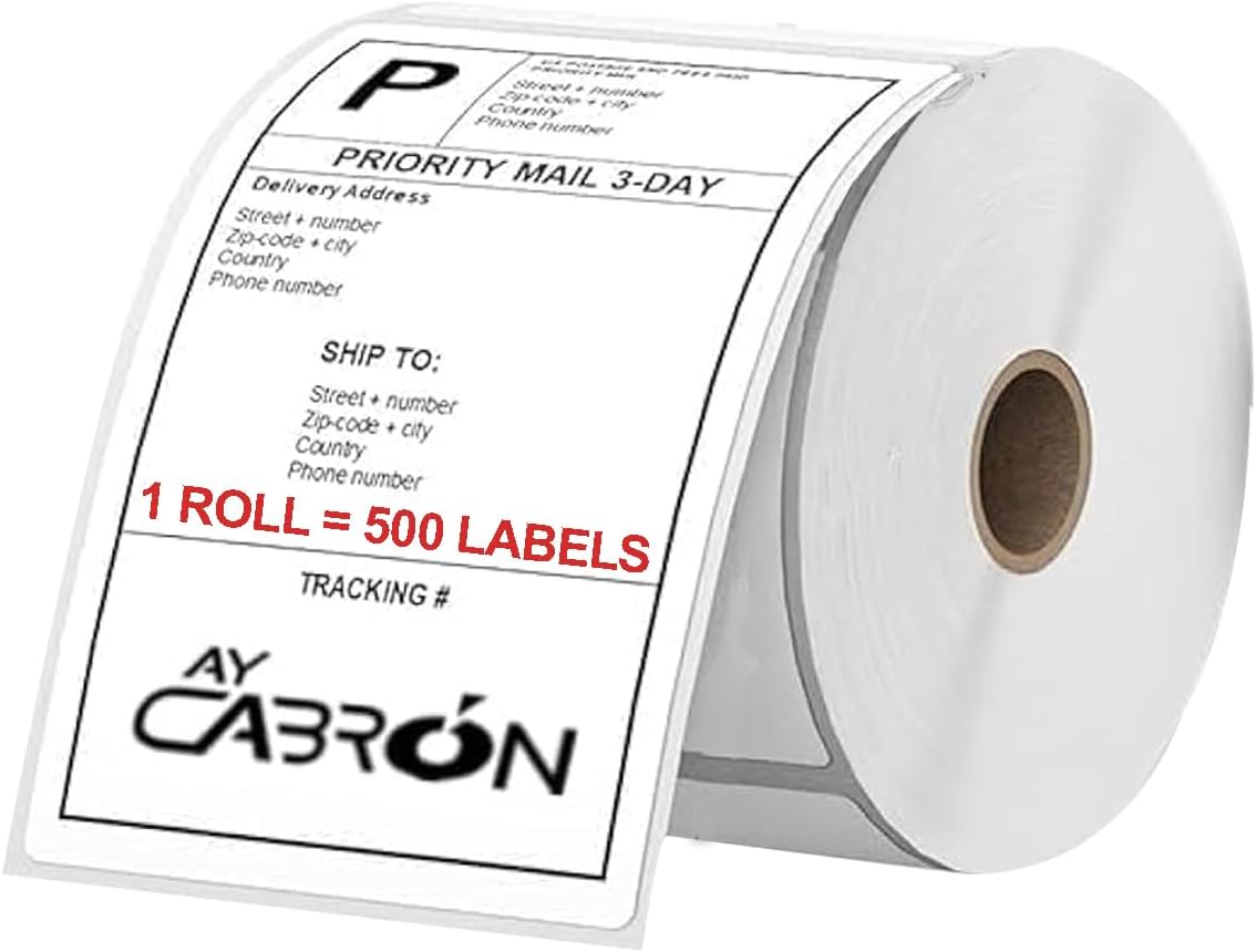 Ay Cabron™ Professional-Grade 4" x 6" Thermal Shipping Labels – Weather-Resistant Adhesive - Barcode & Address Compatible | 500 Labels per Roll - 4" x 6" (100 x 150 mm) - 1 ROLL = 500 Labels