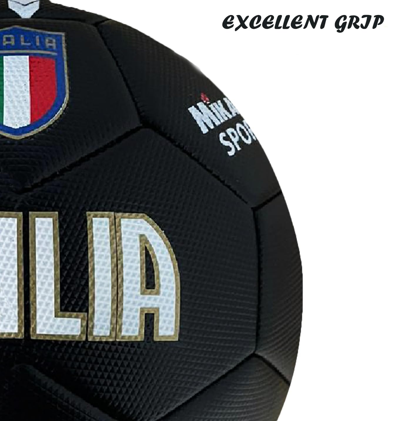 Pallone da Calcio Modello Italia. Nero. Palla Realizzata in HF PVC. Adulti Ragazzi e Bambini