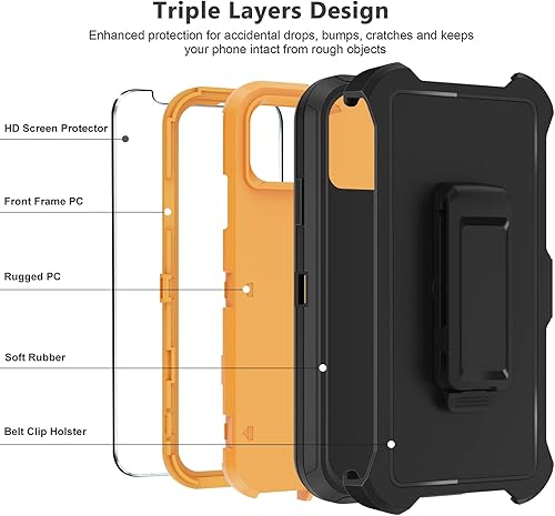Miniatura 5 de Stroson for iPhone 12 Case, iPhone 12 Pro Case, with Screen Protector Belt Clip Holster, Heavy Duty Shockproof Protective Cover Full Body Dropproof