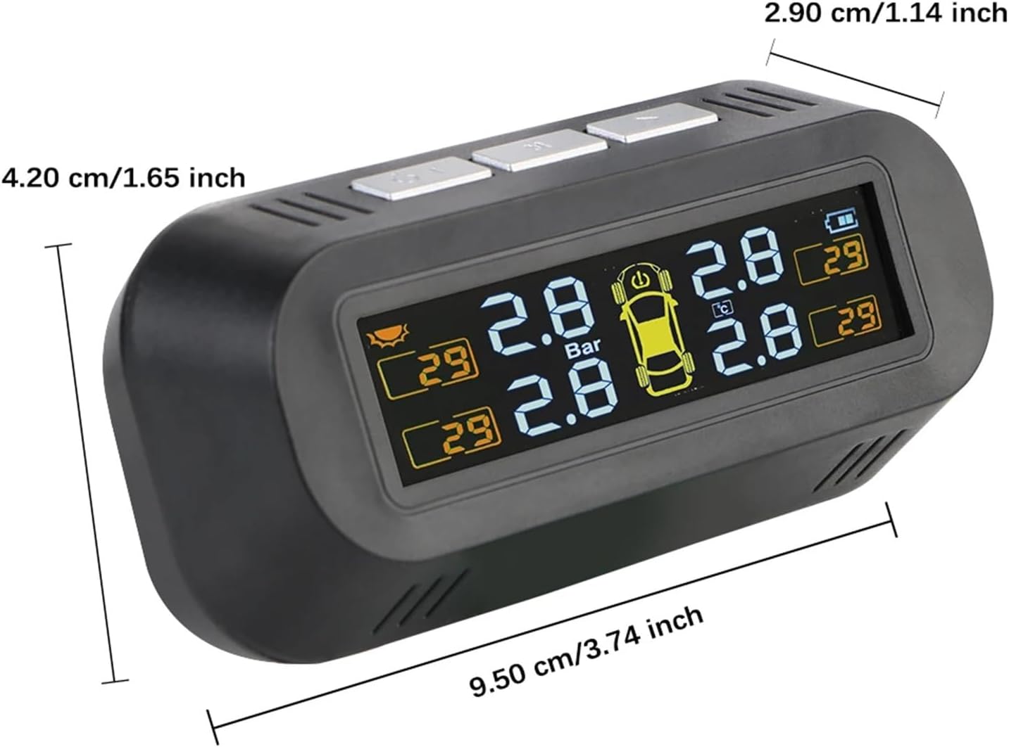 Auto Security Alarm Systems Digital LCD Display Car Tire Pressure Monitoring System Powered