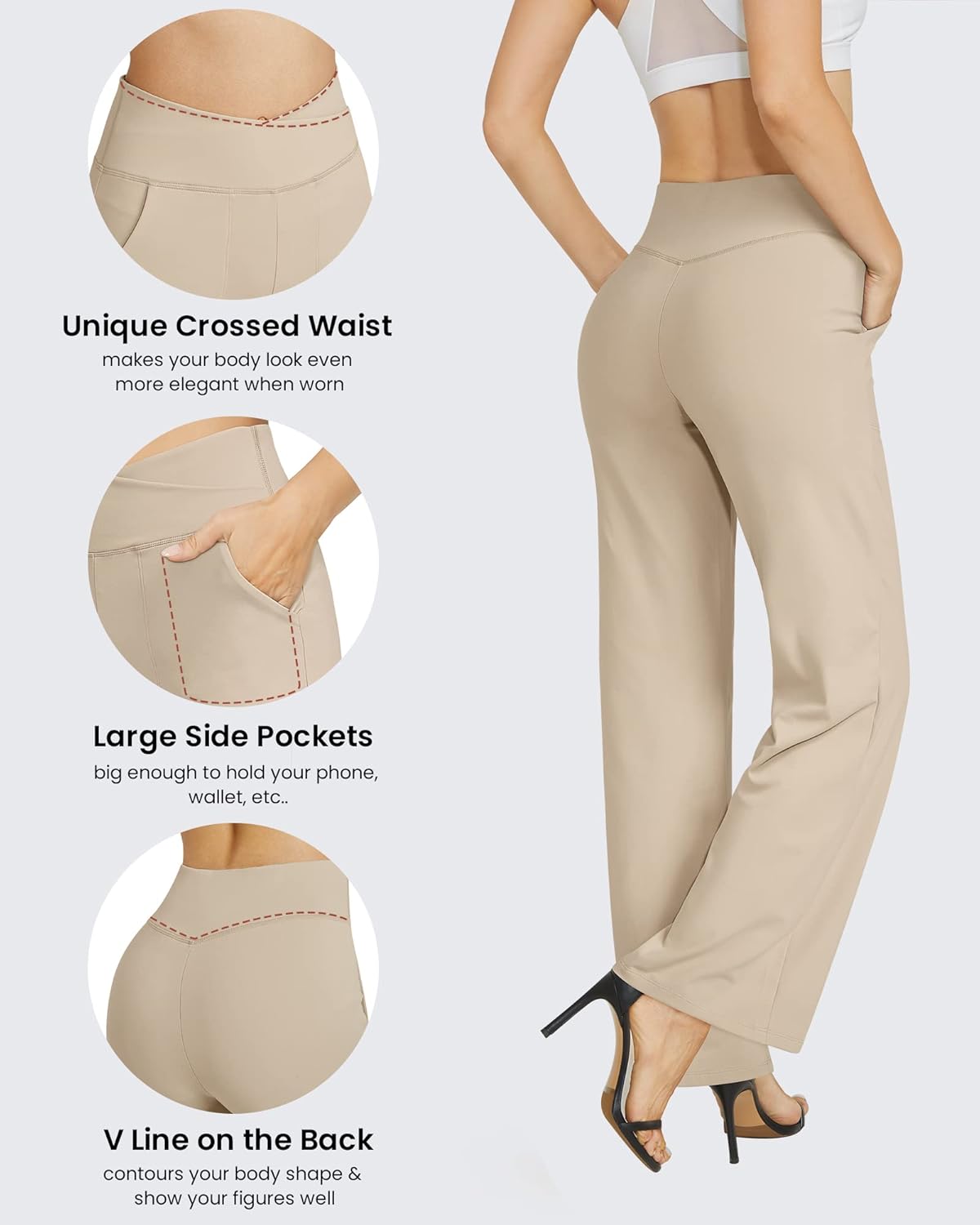 G4Free Wide Leg Pants for Women Loose Yoga Pants with Pockets Petite/Regular/Tall Stretch Casual Lounge Pants - Image 4