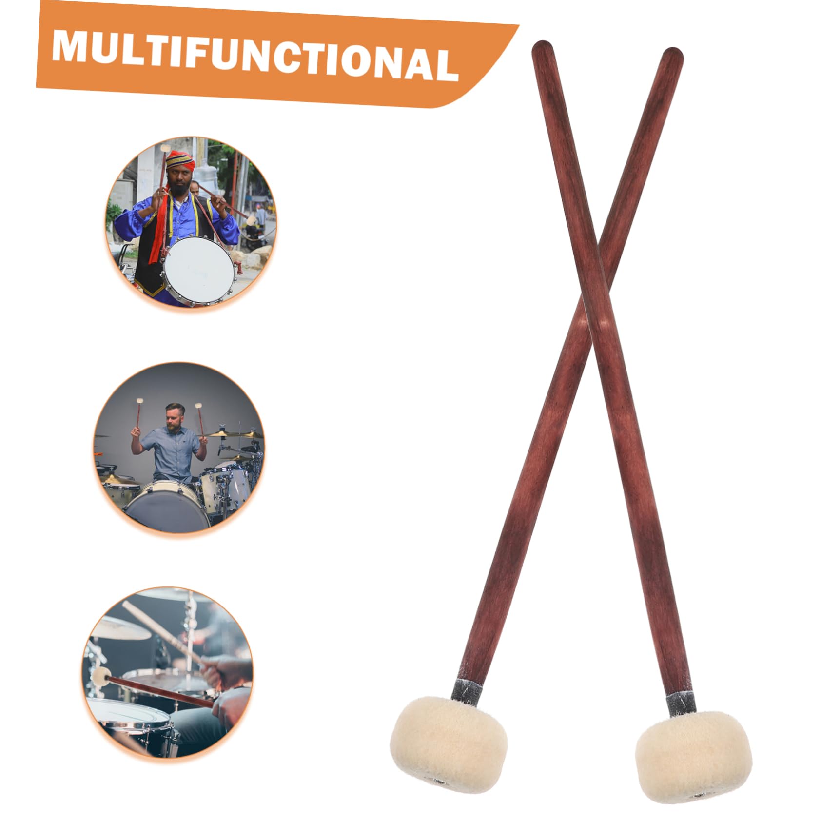 ibasenice 6pezzi Bacchette Per Batteria Legno Con Testa Feltro Strumenti Percussione Per Pratica e Tuning Manico Elegante e Confortevole Per Ogni Stile Di Batteria