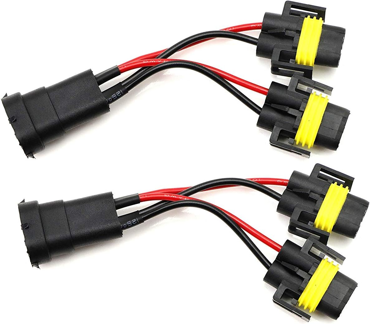 iJDMTOY Pair H11/H8 2-Way Splitter Wires Compatible with High/Low Beam Quad/Dual Projectors or Fog Light Co-Operate Retrofit