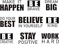 Vista 1 de 4 Sheets Inspirational Wall Decals Peel and Stick Motivational Phrases Wall Stickers Positive Quotes Vinyl for Library Home Classroom School Office